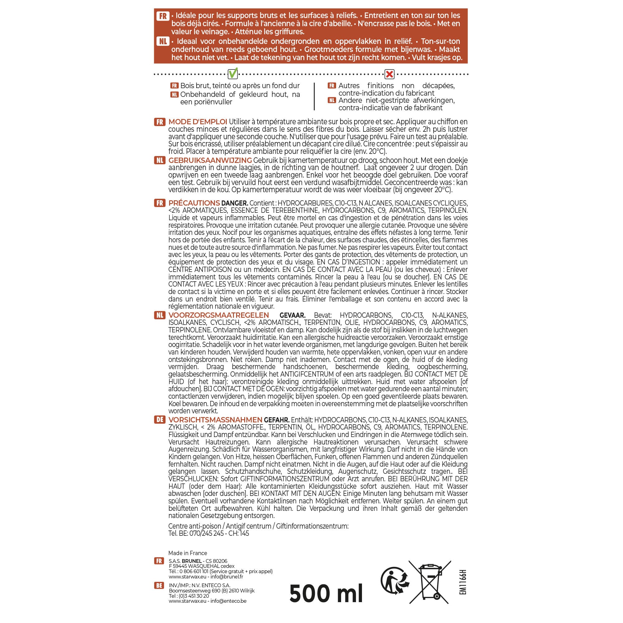 STARWAX - Cire antiquaire liquide pour bois cirés 500ml Incolore