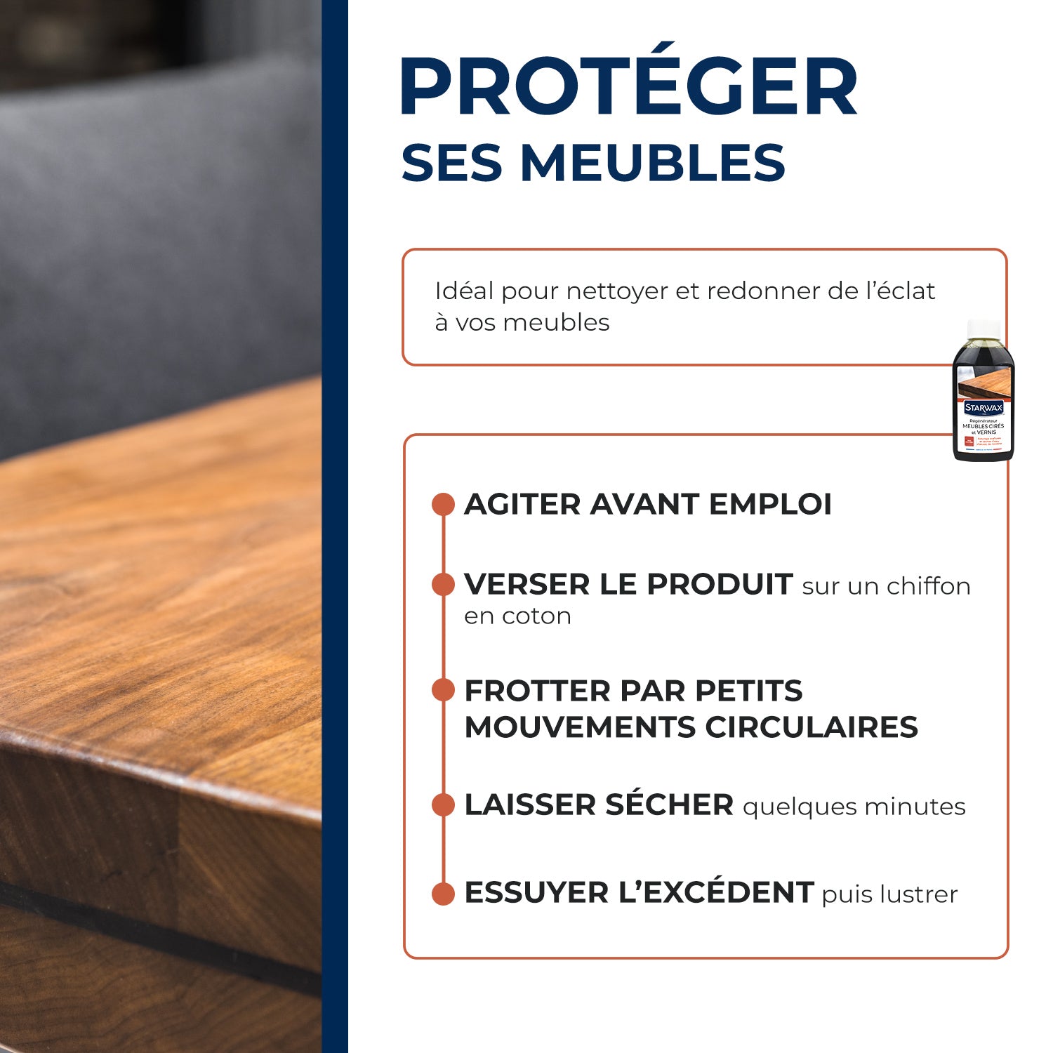 STARWAX - Régénérateur pour meubles cirés et vernis 250ml Bois clair