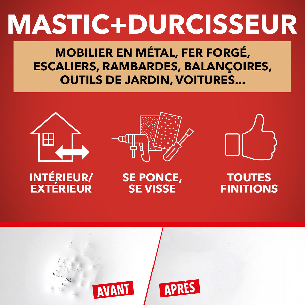 SINTO - Répare métal standard 120g Blanc