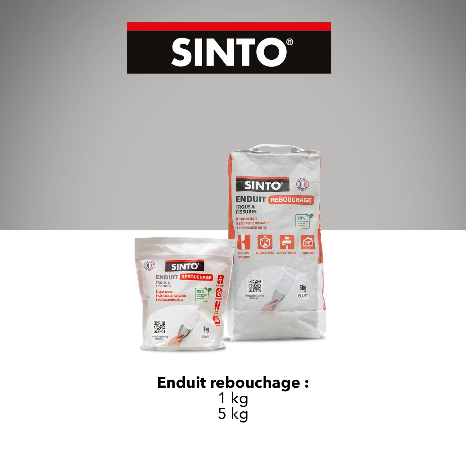 SINTO - Enduit rebouchage poudre 1kg Blanc