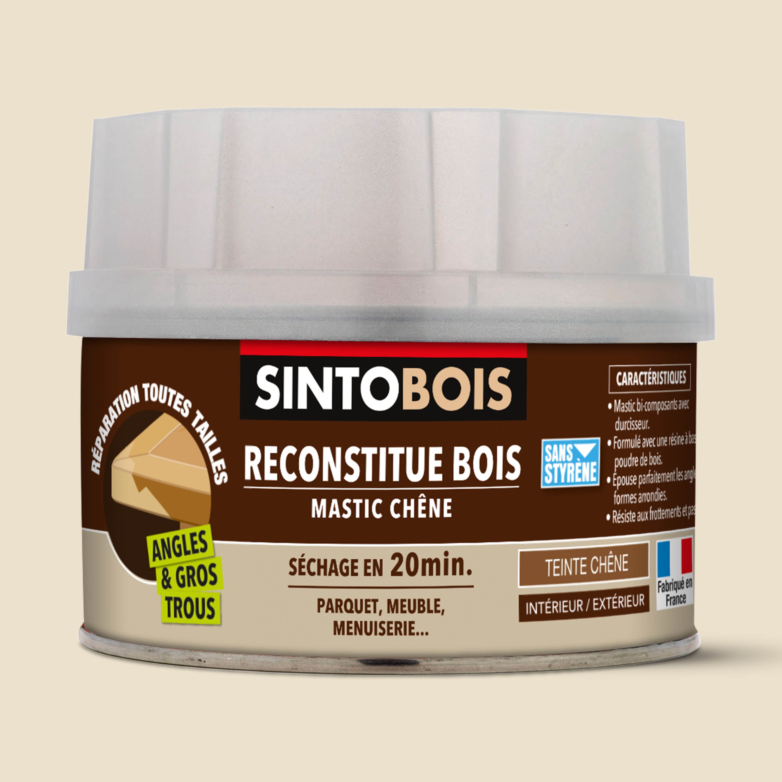 SINTO - Reconstitue angles et gros trous 500ml Chêne