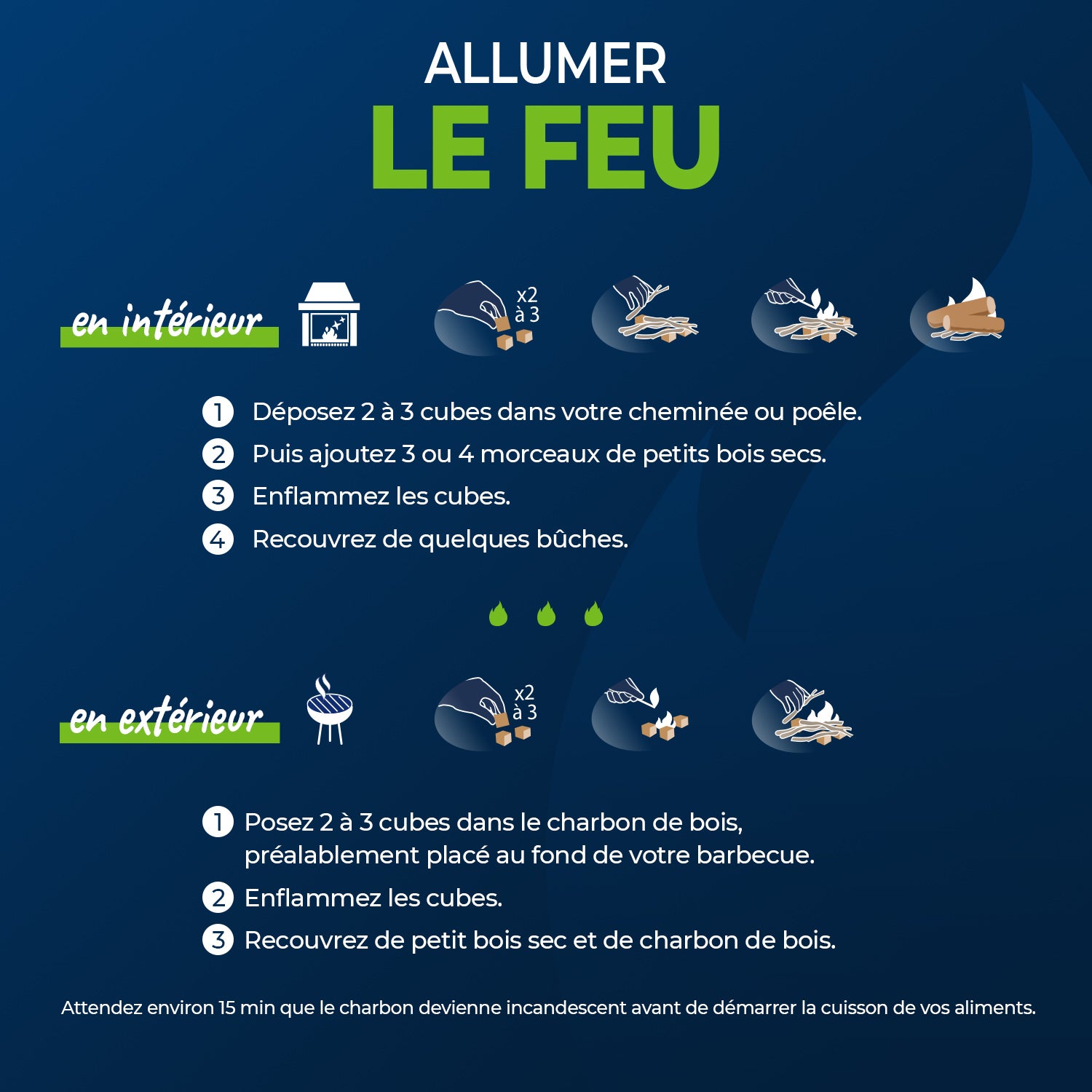 HARRIS - Cylindre 96 cubes allume feu 100% végétal FSC® x96