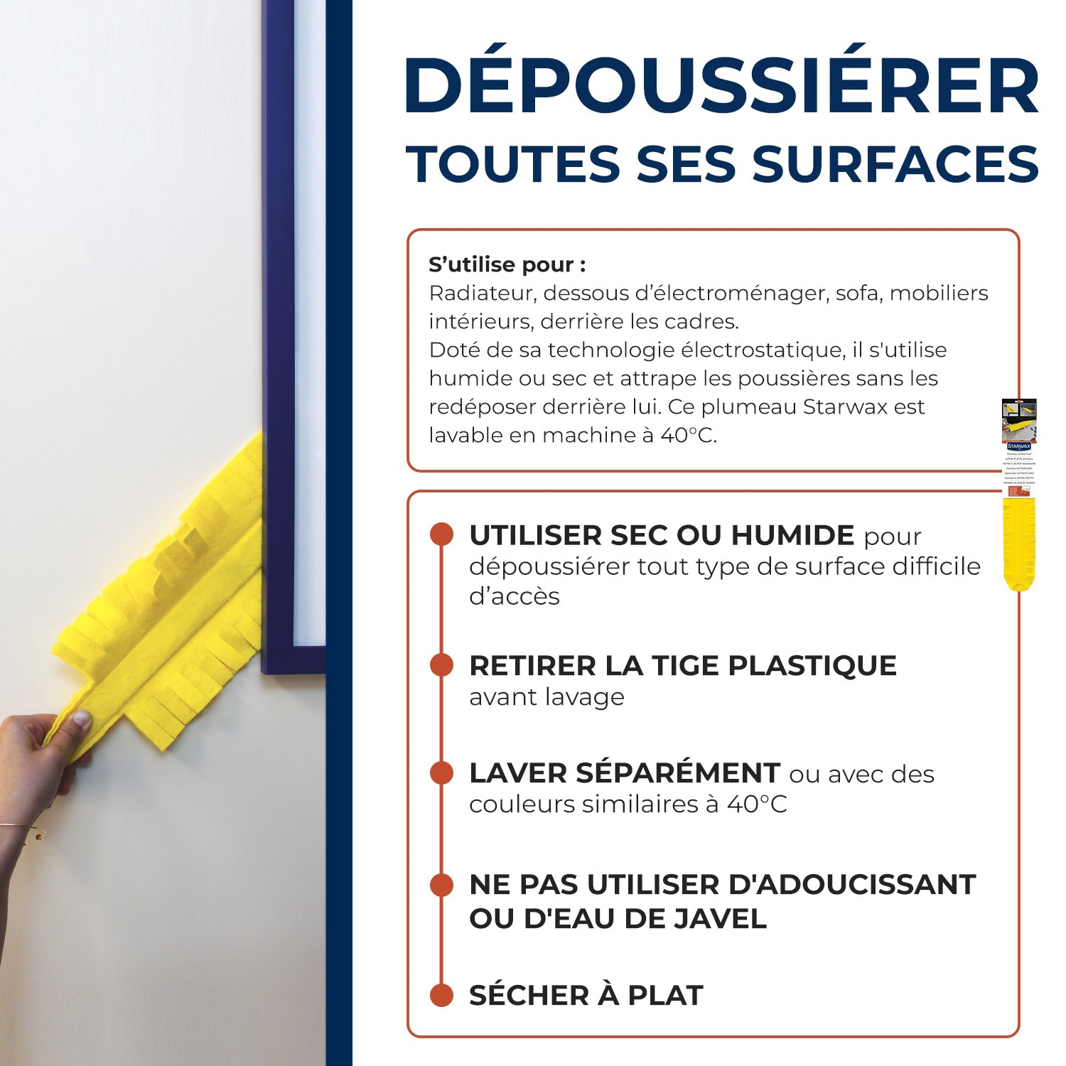 STARWAX - Plumeau extra plat et long dépoussiérant X1