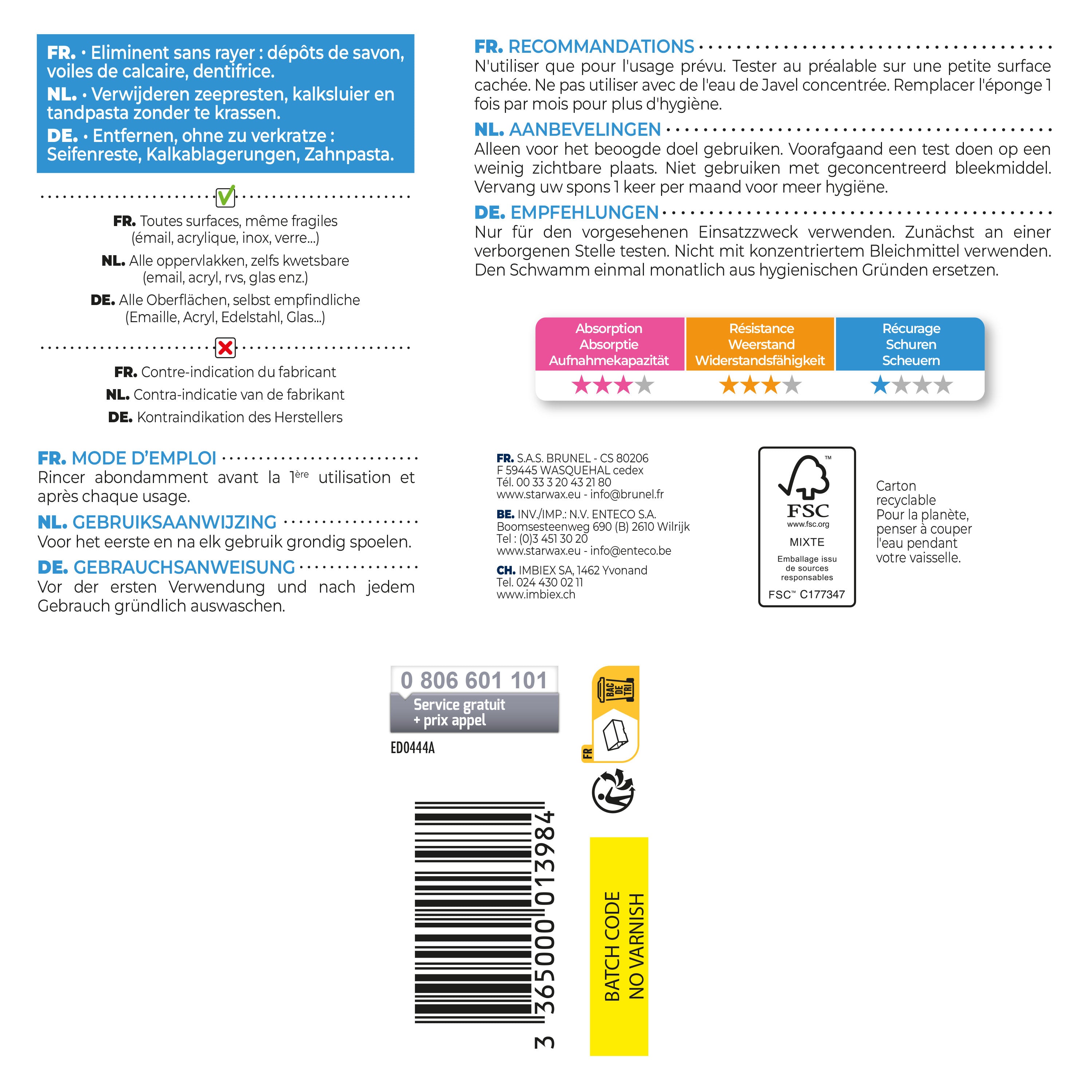 STARWAX - Eponges sanitaires X2