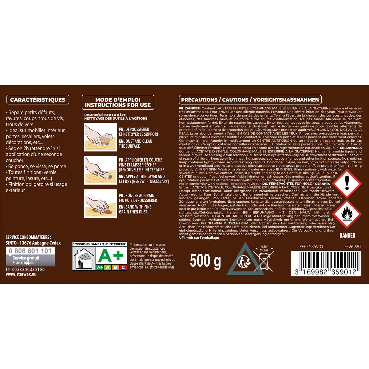 SINTO - Pâte à bois tradition 550ml Chêne clair