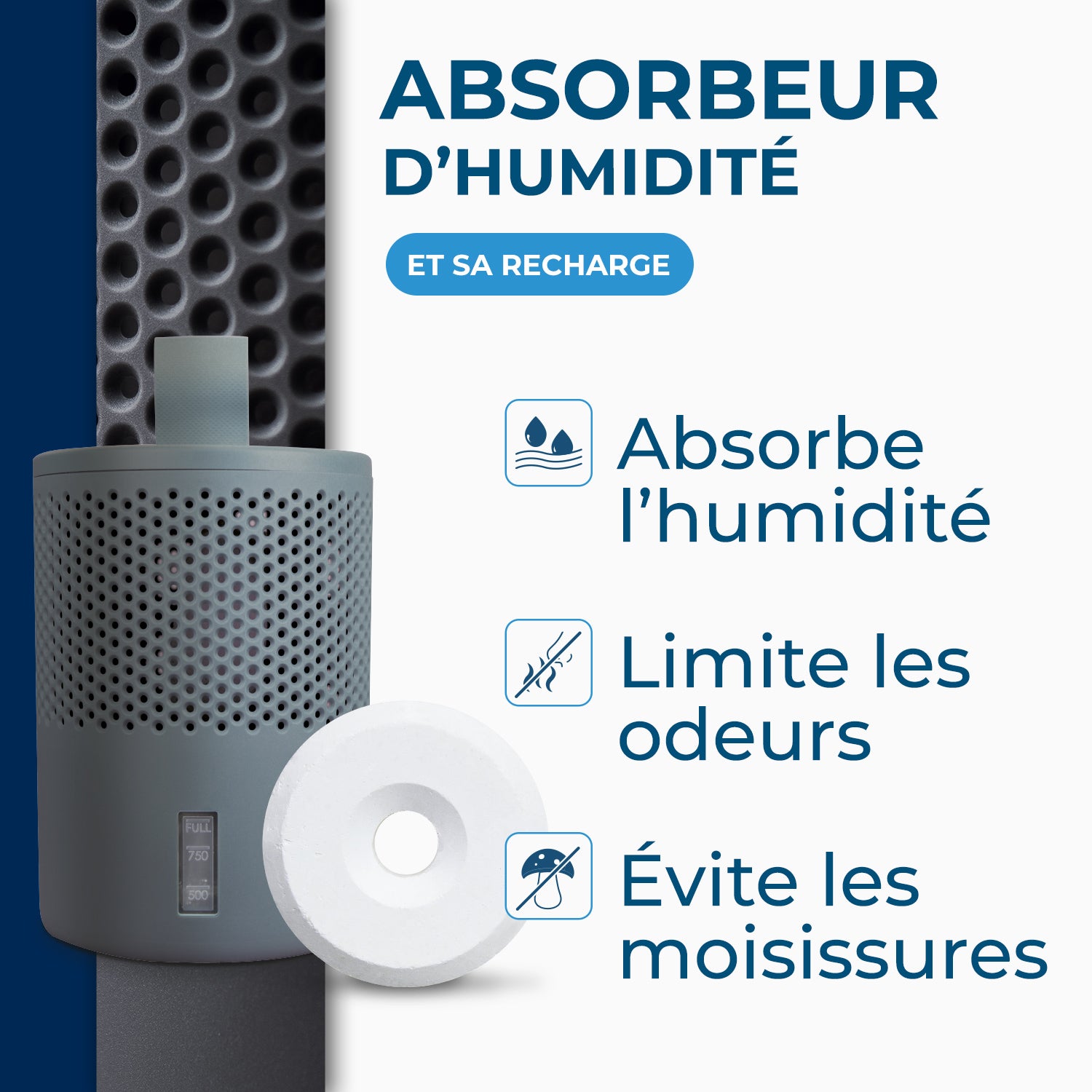 STARWAX - Absorbeur d'humidité + 1 tablette 500g Gris