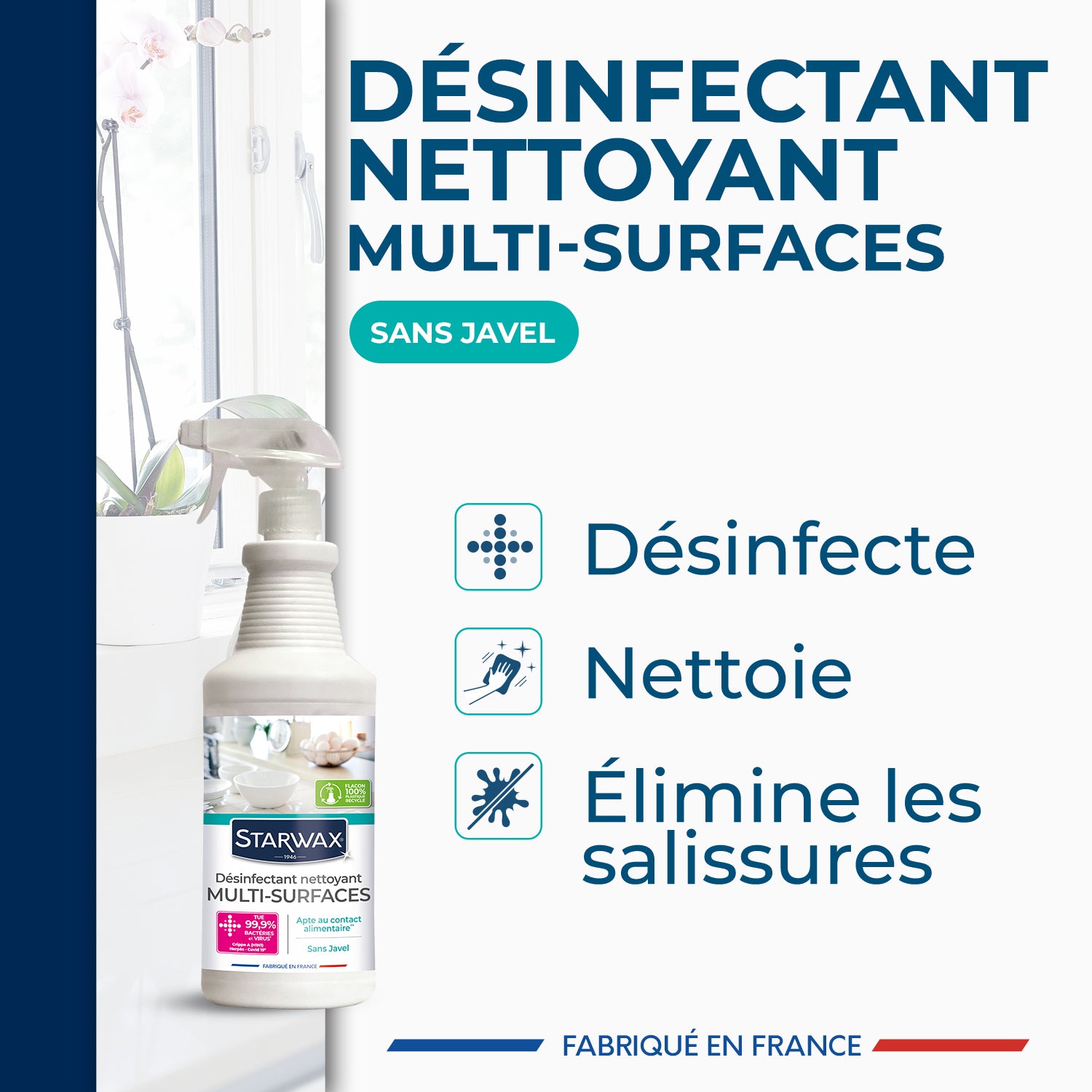 STARWAX - Désinfectant nettoyant multi-surfaces
 1L