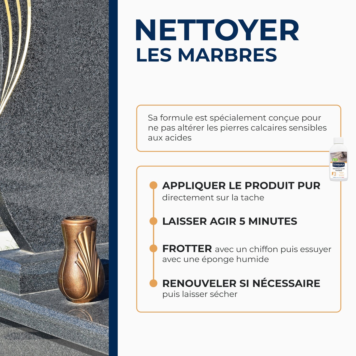 STARWAX - Détachant rouille pour marbre et pierres naturelles 250ml