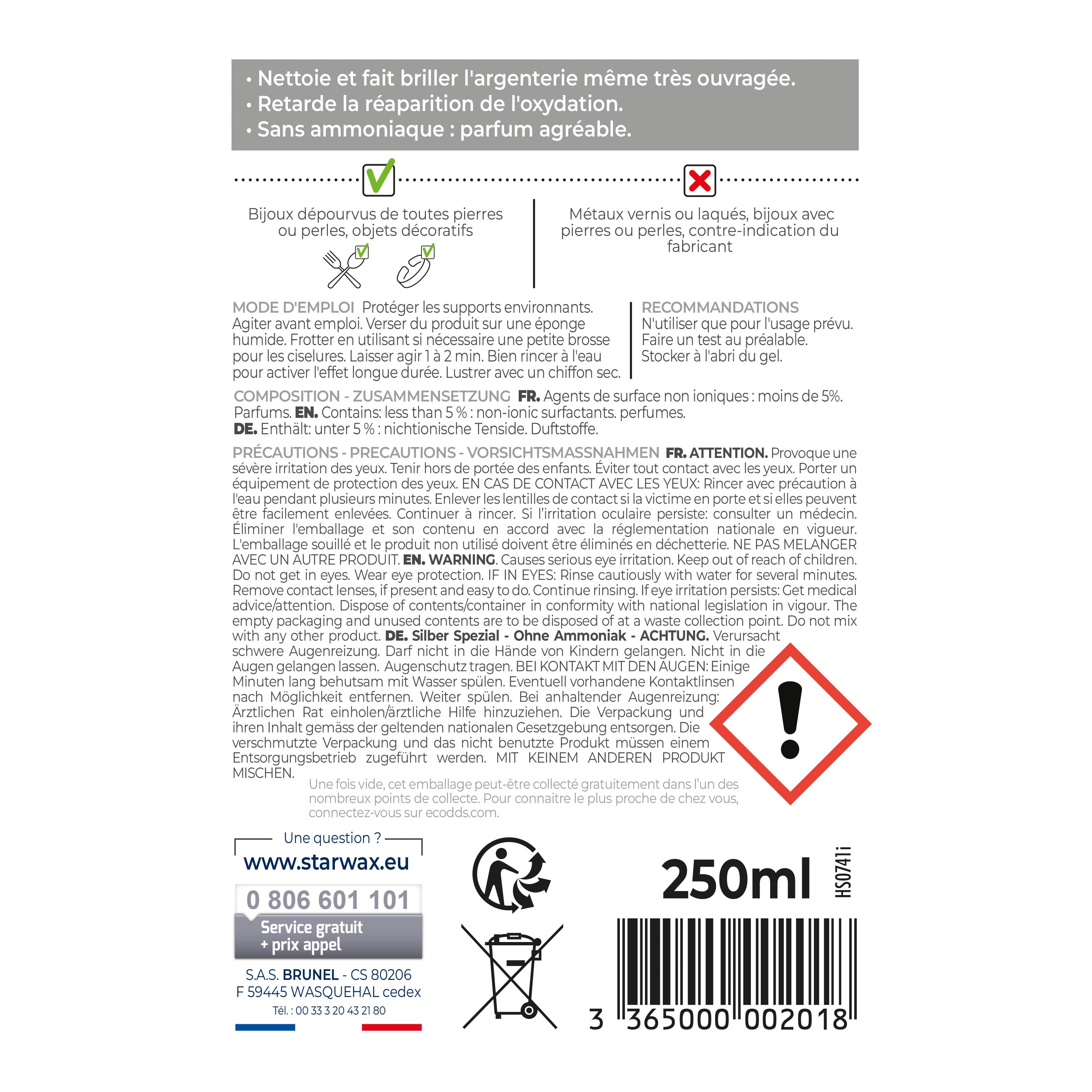 STARWAX - Nettoyant argent 250ml