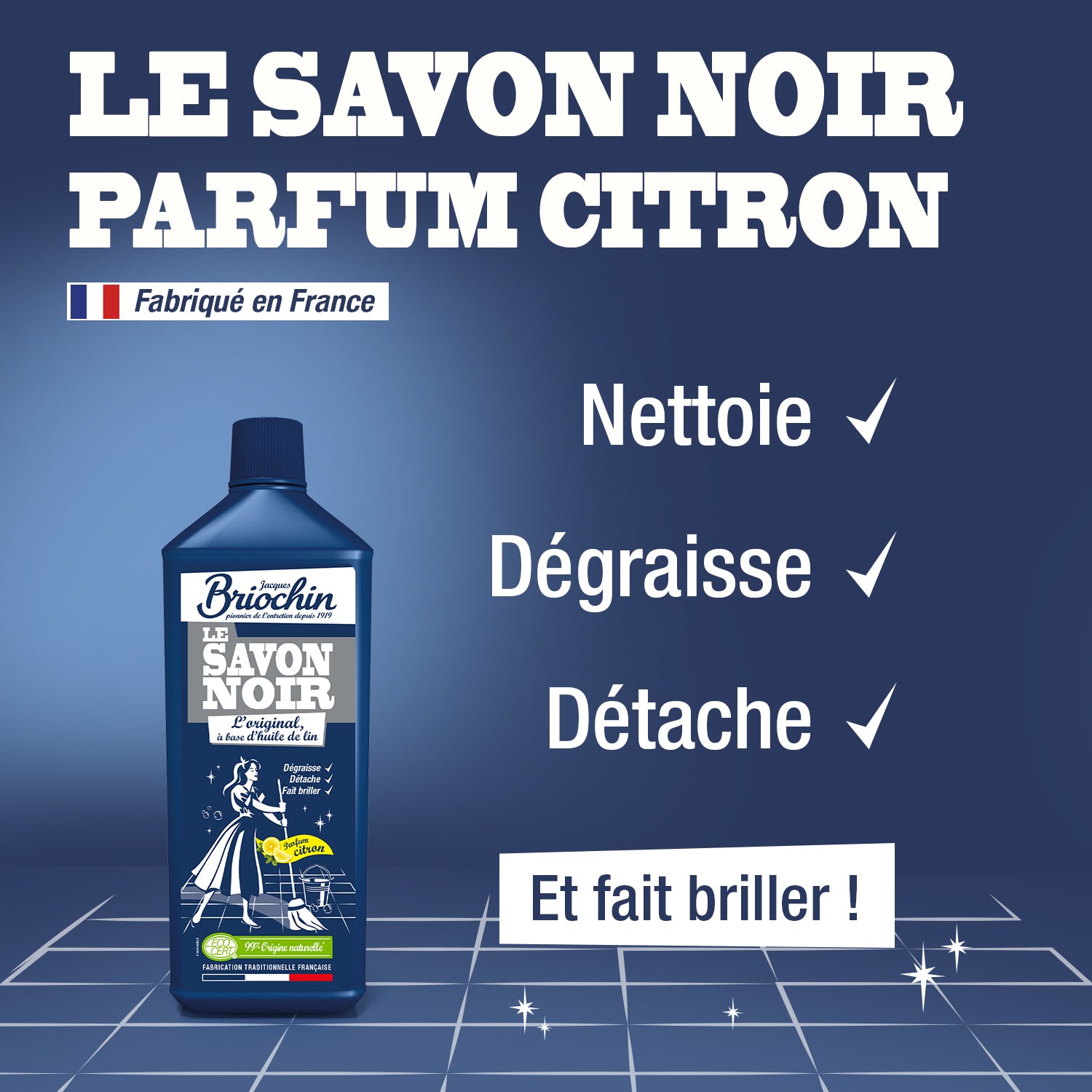 JACQUES BRIOCHIN - Savon noir parfum citron frais 1L citron