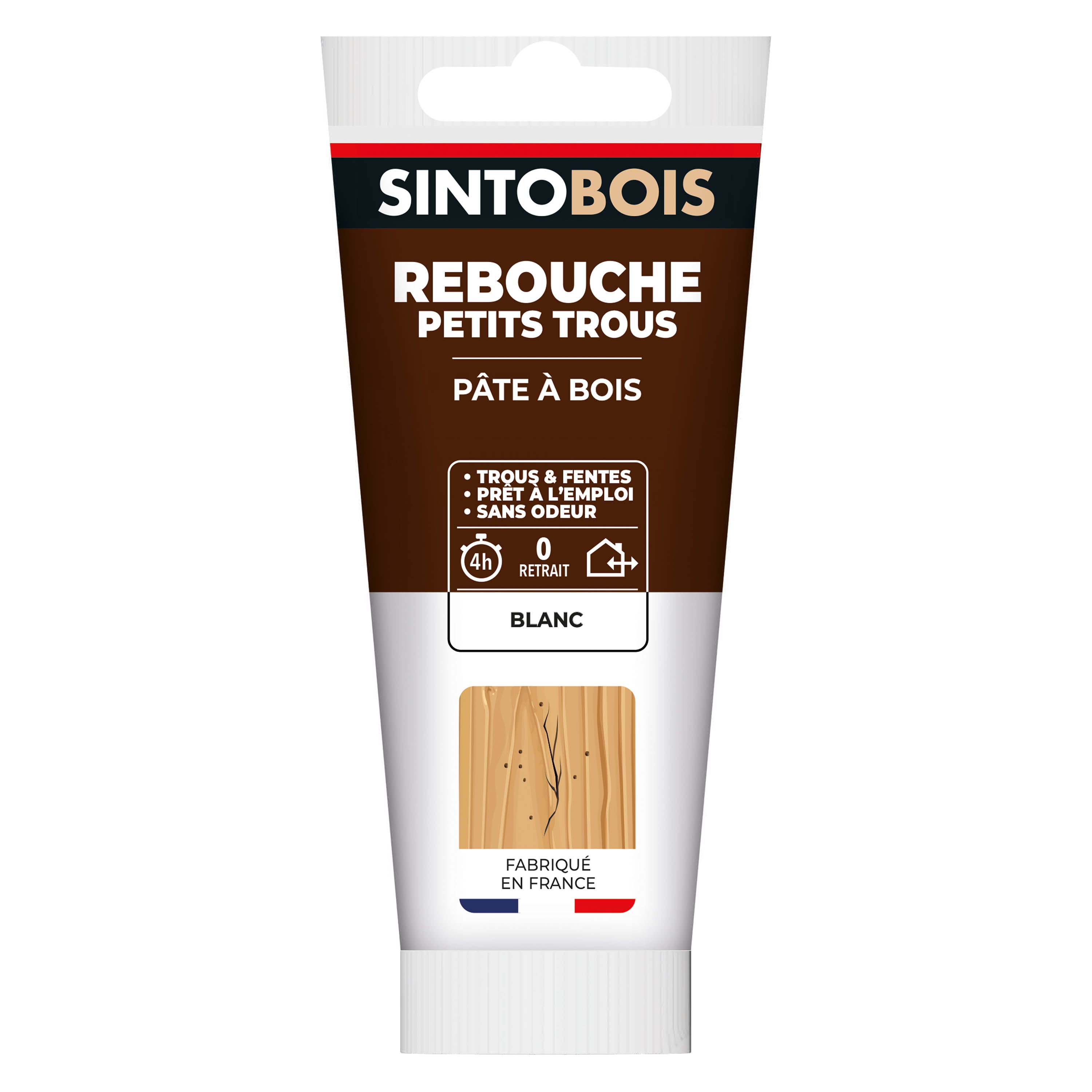 SINTO - Rebouche imperfections -  Pâte à bois naturel 80g Blanc