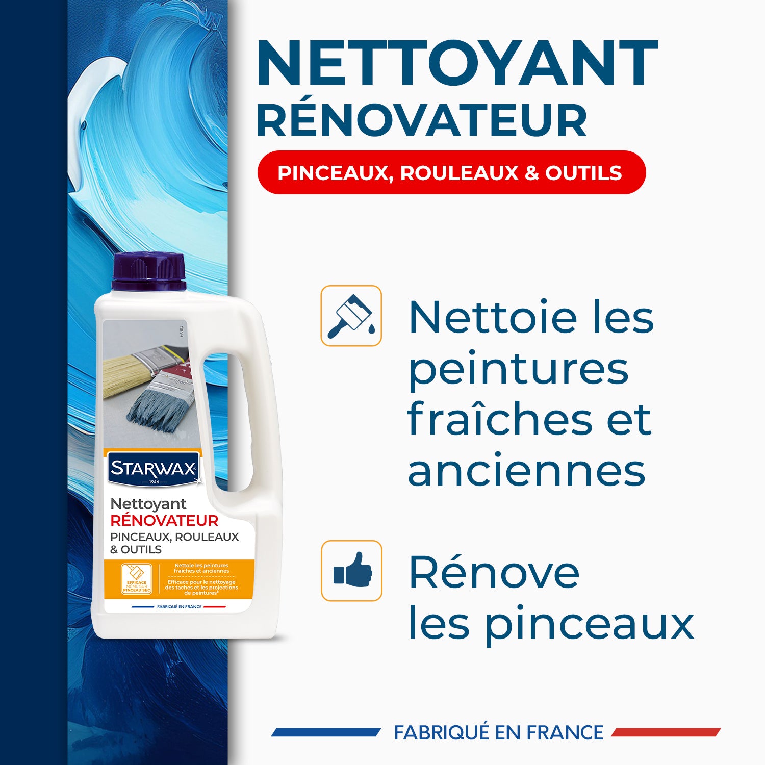 STARWAX - Nettoyant rénovateur pinceaux, rouleaux et outils 1L 1L