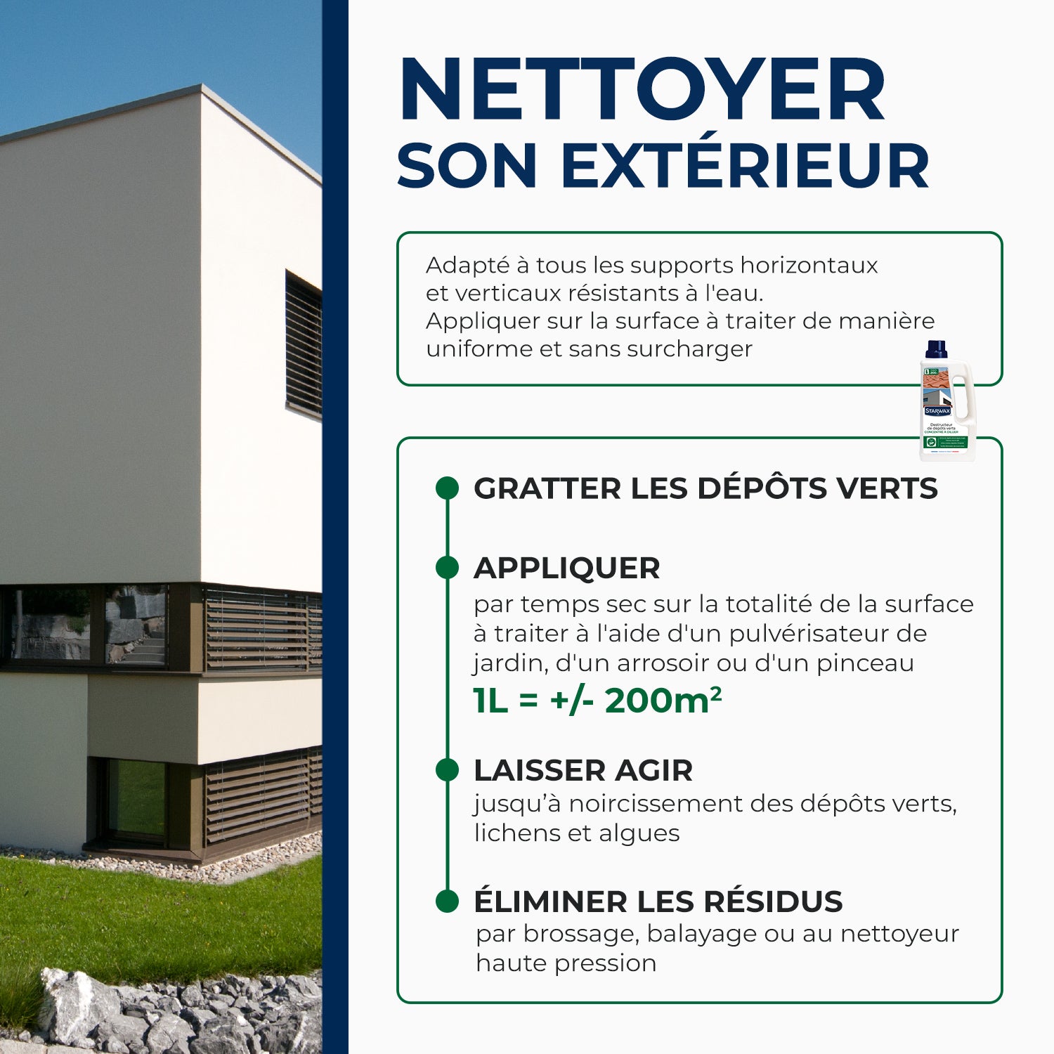 STARWAX - Destructeur de dépôts verts concentré à diluer - grandes surfaces 1L