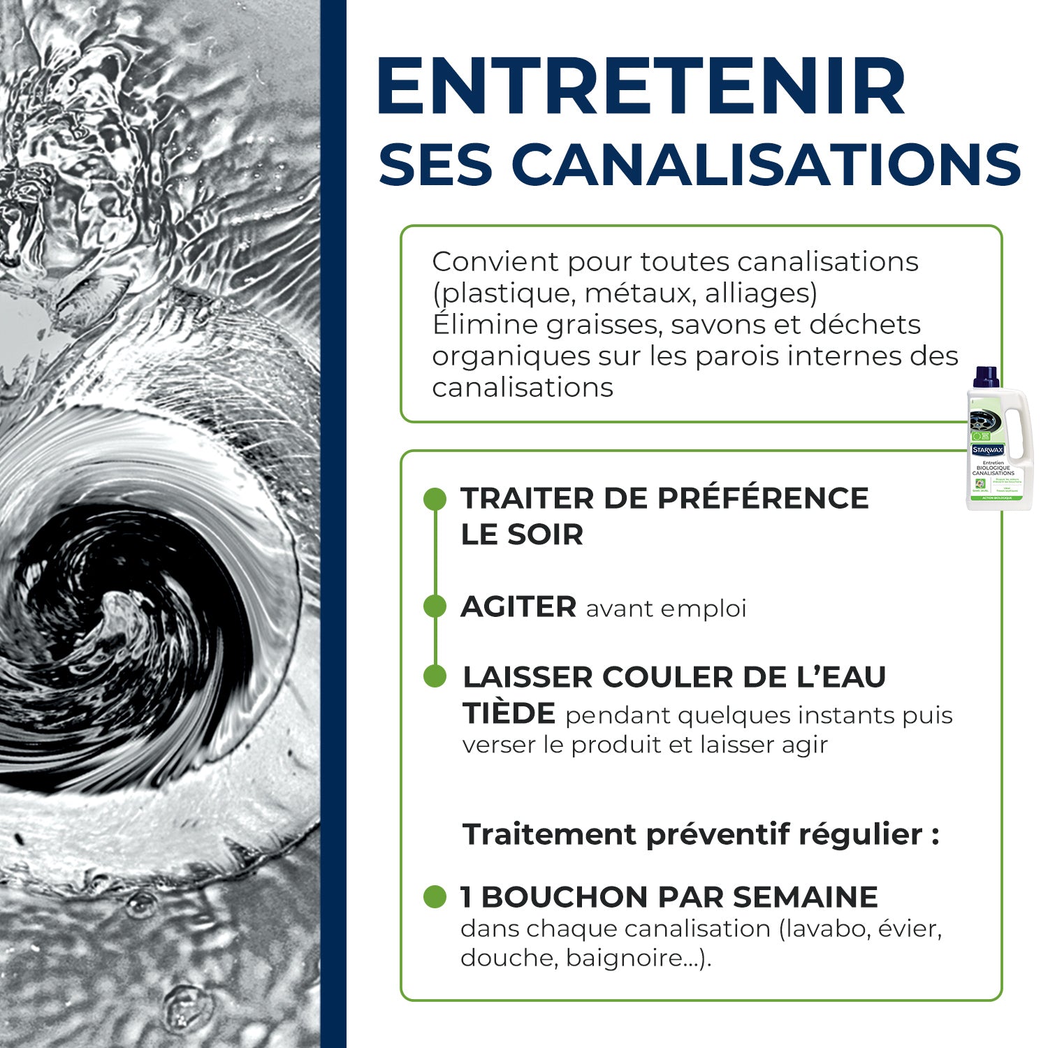 STARWAX - Entretien biologique canalisations 1L