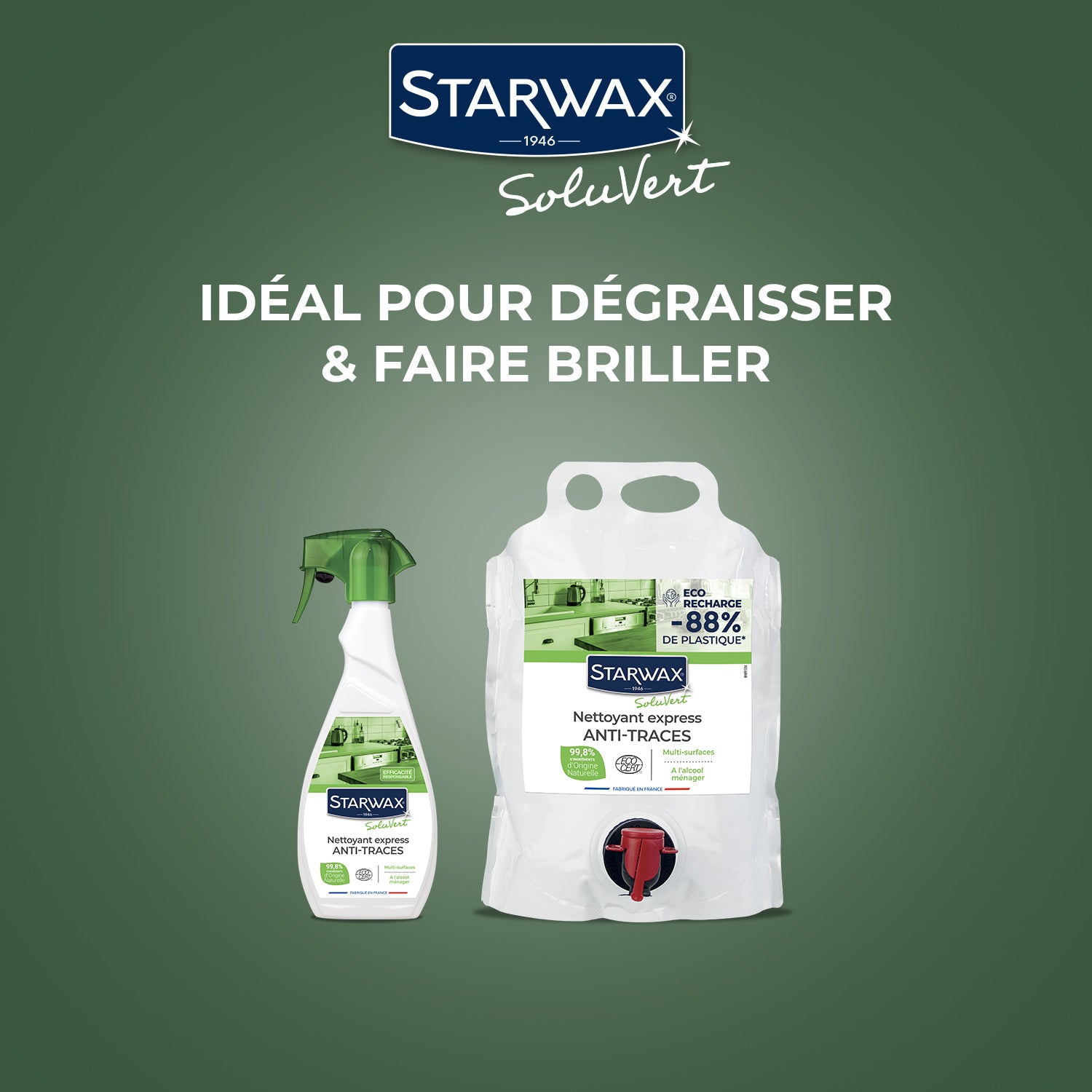 STARWAX SOLUVERT - Nettoyant express Anti-traces 500ml