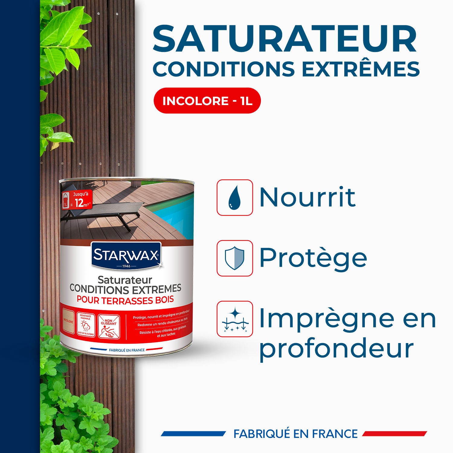 STARWAX - Saturateur bois extérieurs conditions extrêmes
 1L Incolore