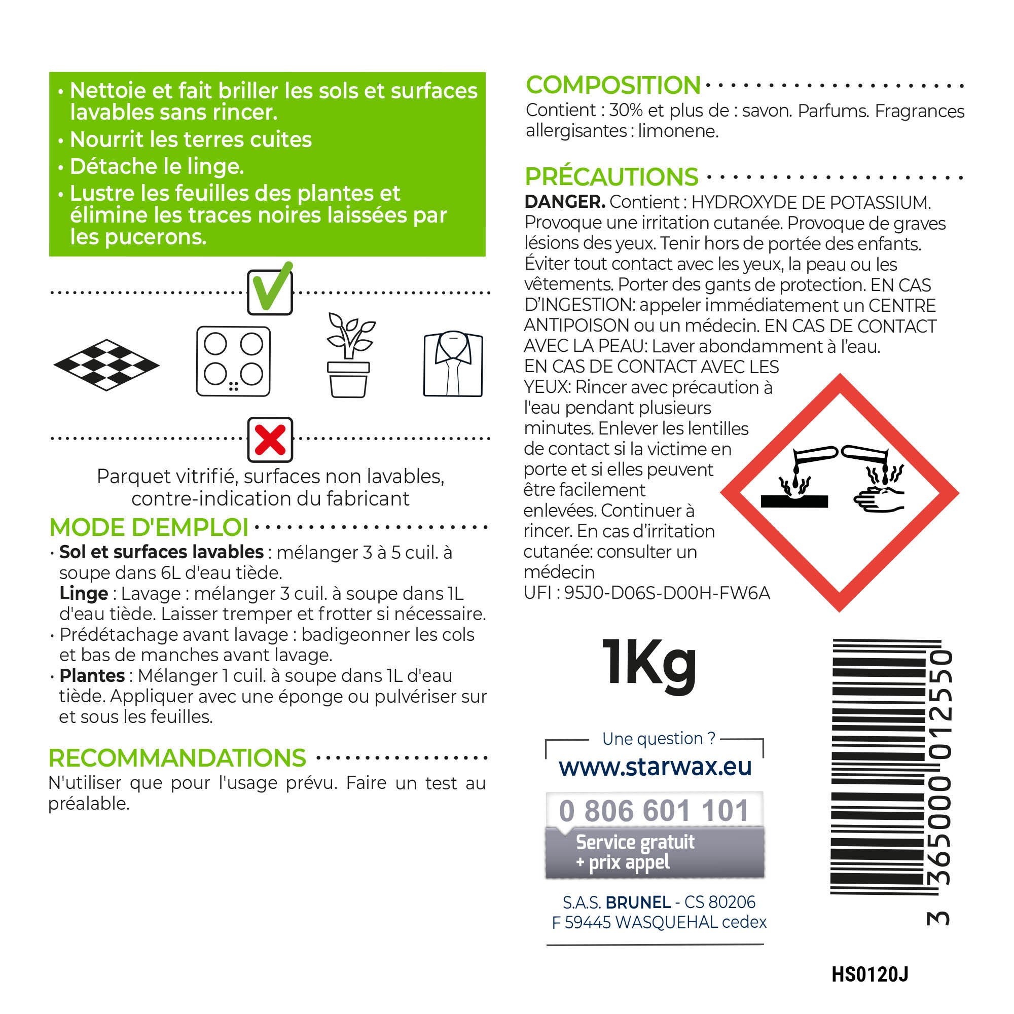 STARWAX - Savon noir mou à l'huile de lin 1kg