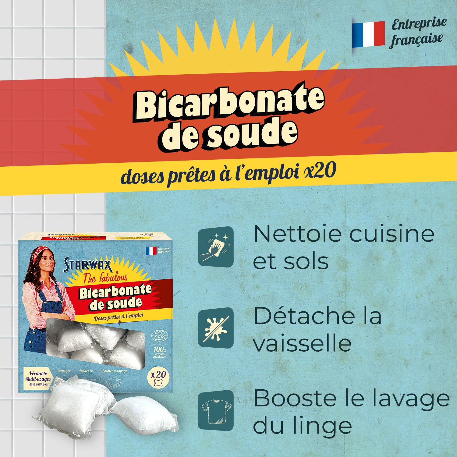STARWAX FABULOUS - Bicarbonate de soude en doses prête à l'emploi 20 doses