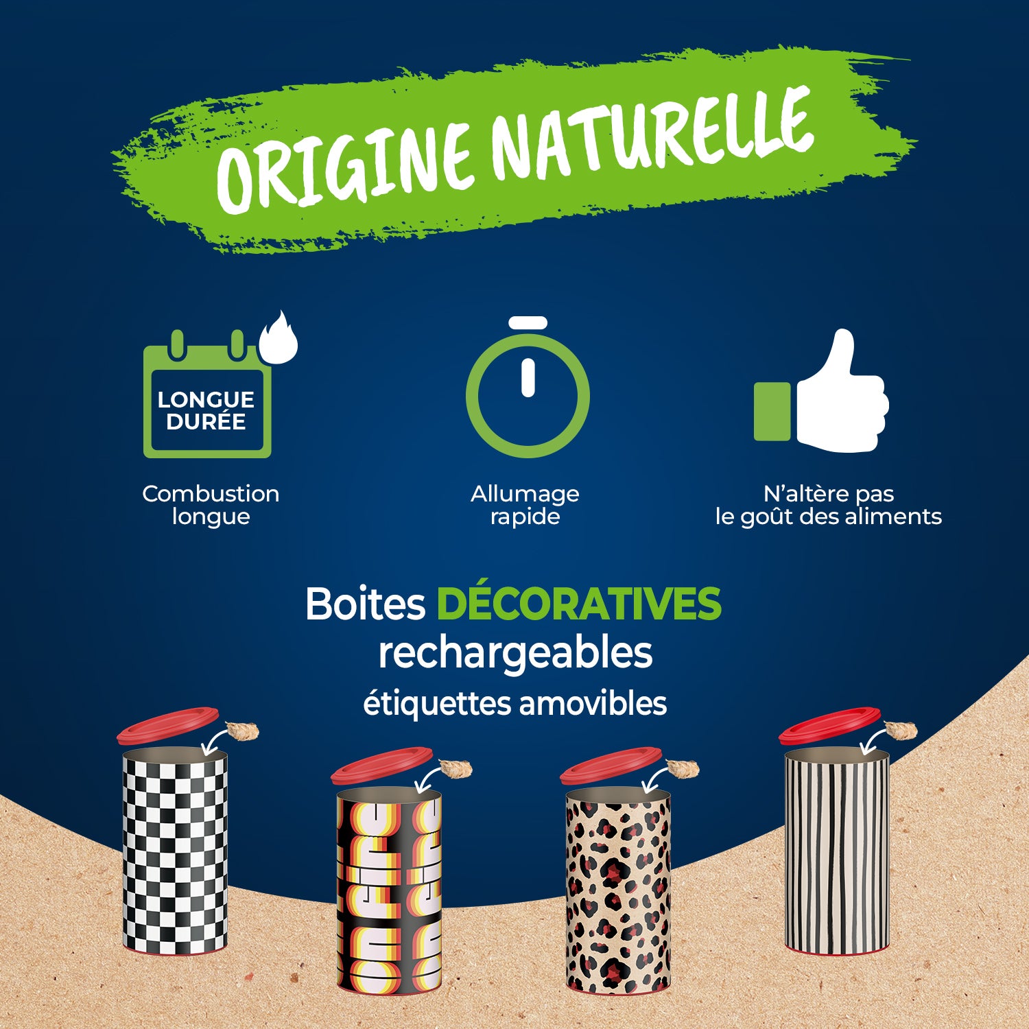 HARRIS - Cylindre Rouleaux allume feu 100% végétal x32 400g