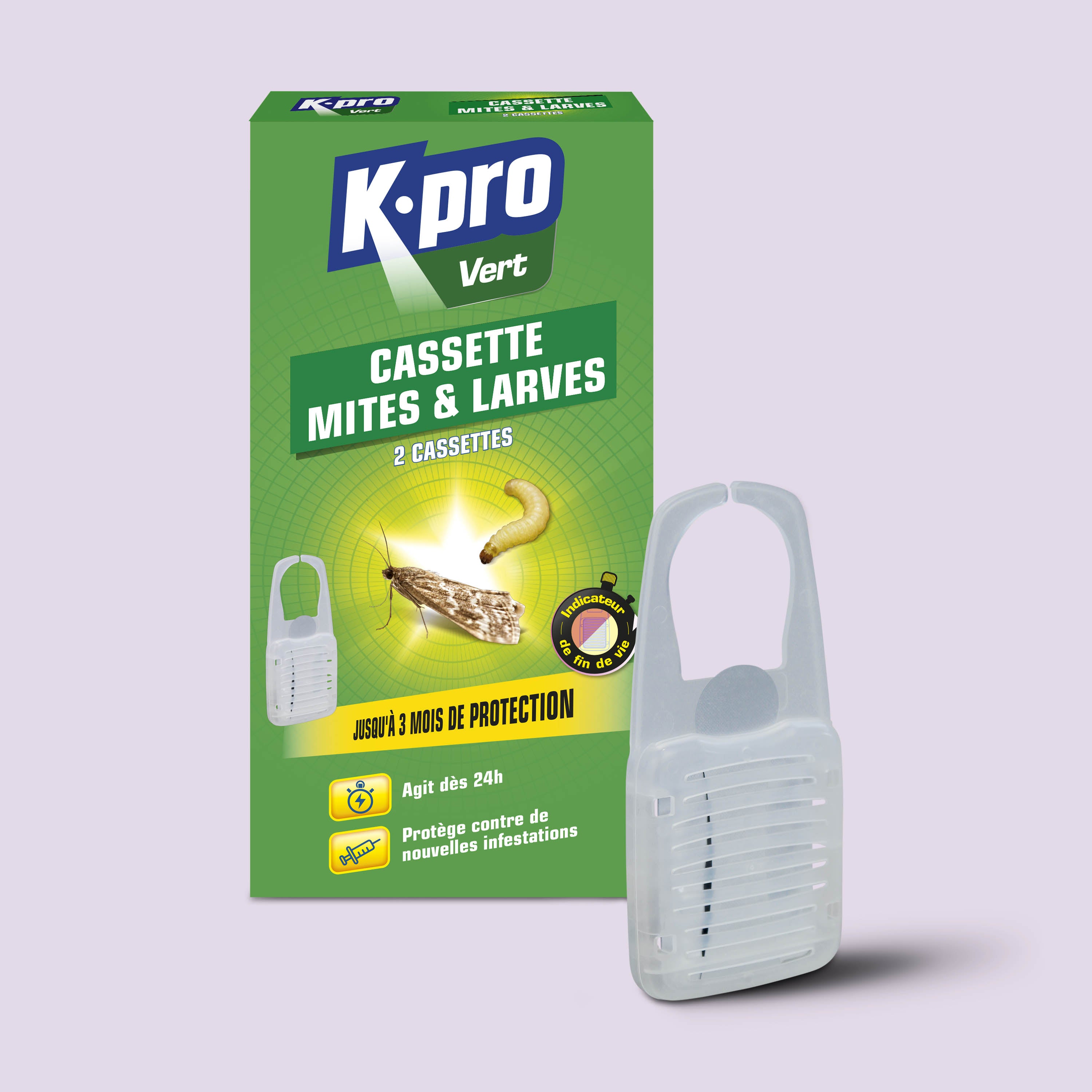 K.PRO - Cassettes répulsives mites et larves des vêtements 2 cassettes