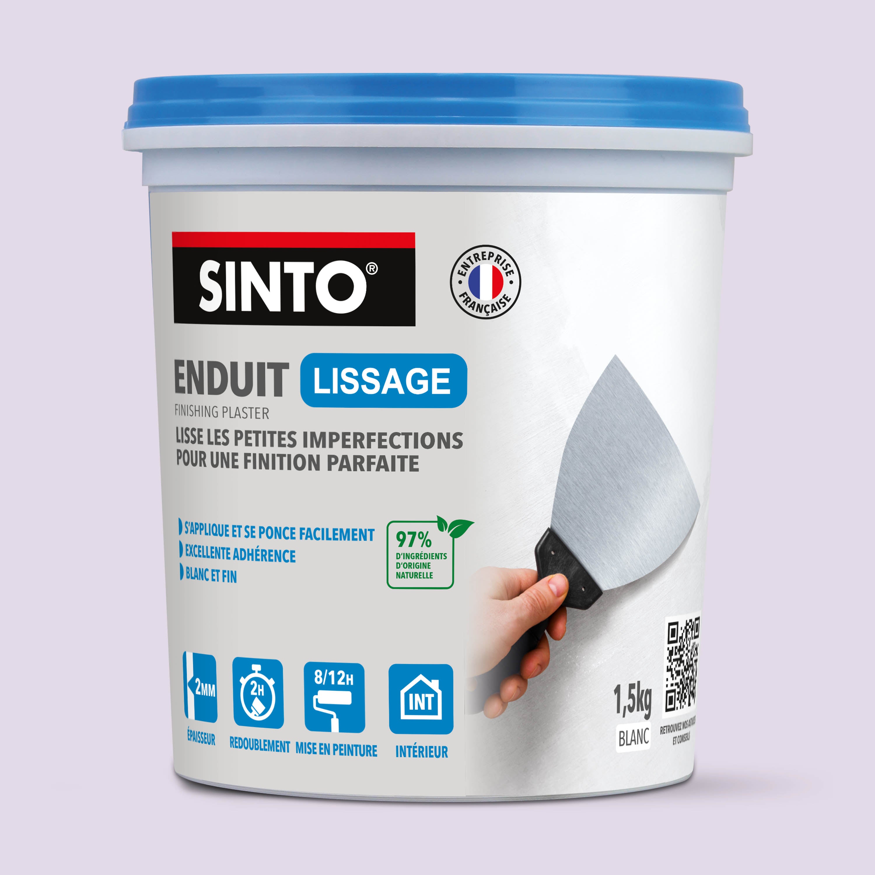 SINTO - Enduit lissage pâte 1,5kg Blanc