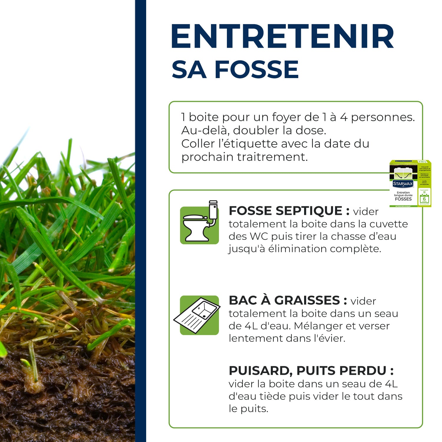 STARWAX - Entretien longue durée pour fosses septiques 500g