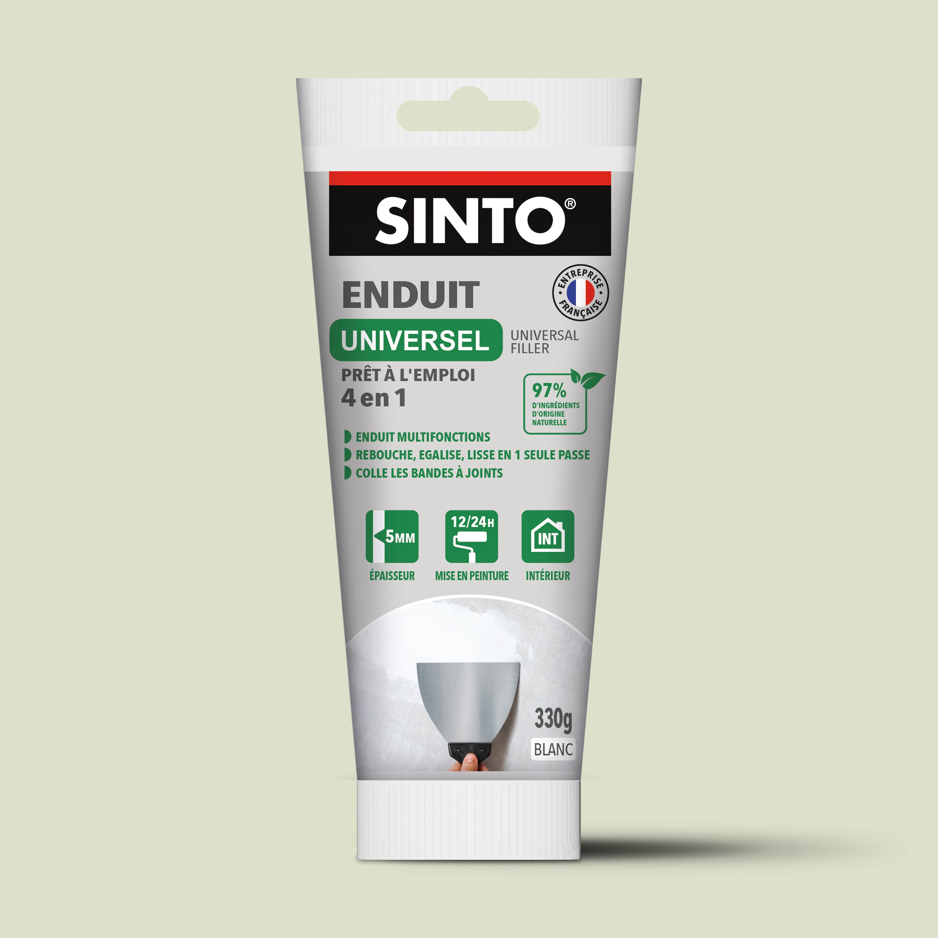 SINTO - Enduit universel pâte 330g Blanc