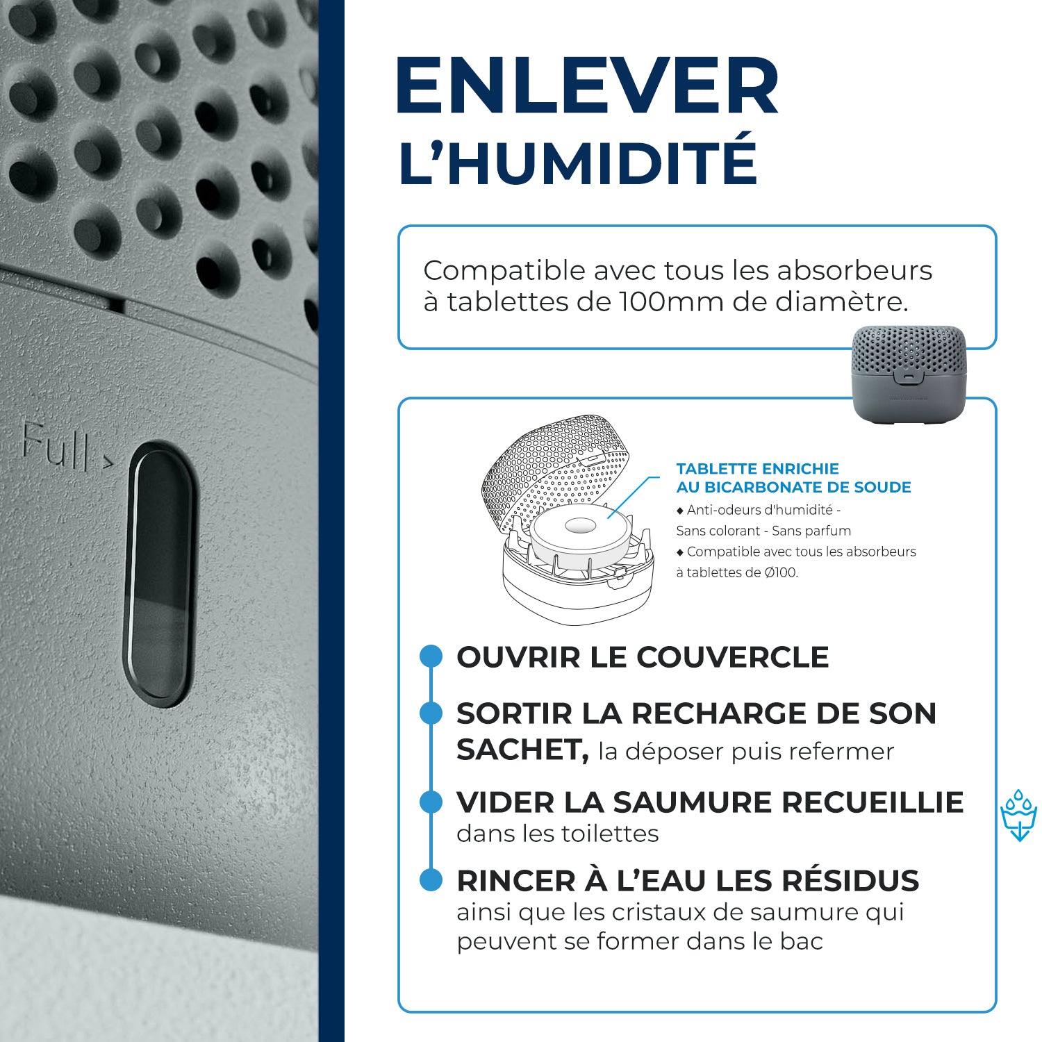 STARWAX - Absorbeur d'humidité Compact + 1 tablette 500G Gris