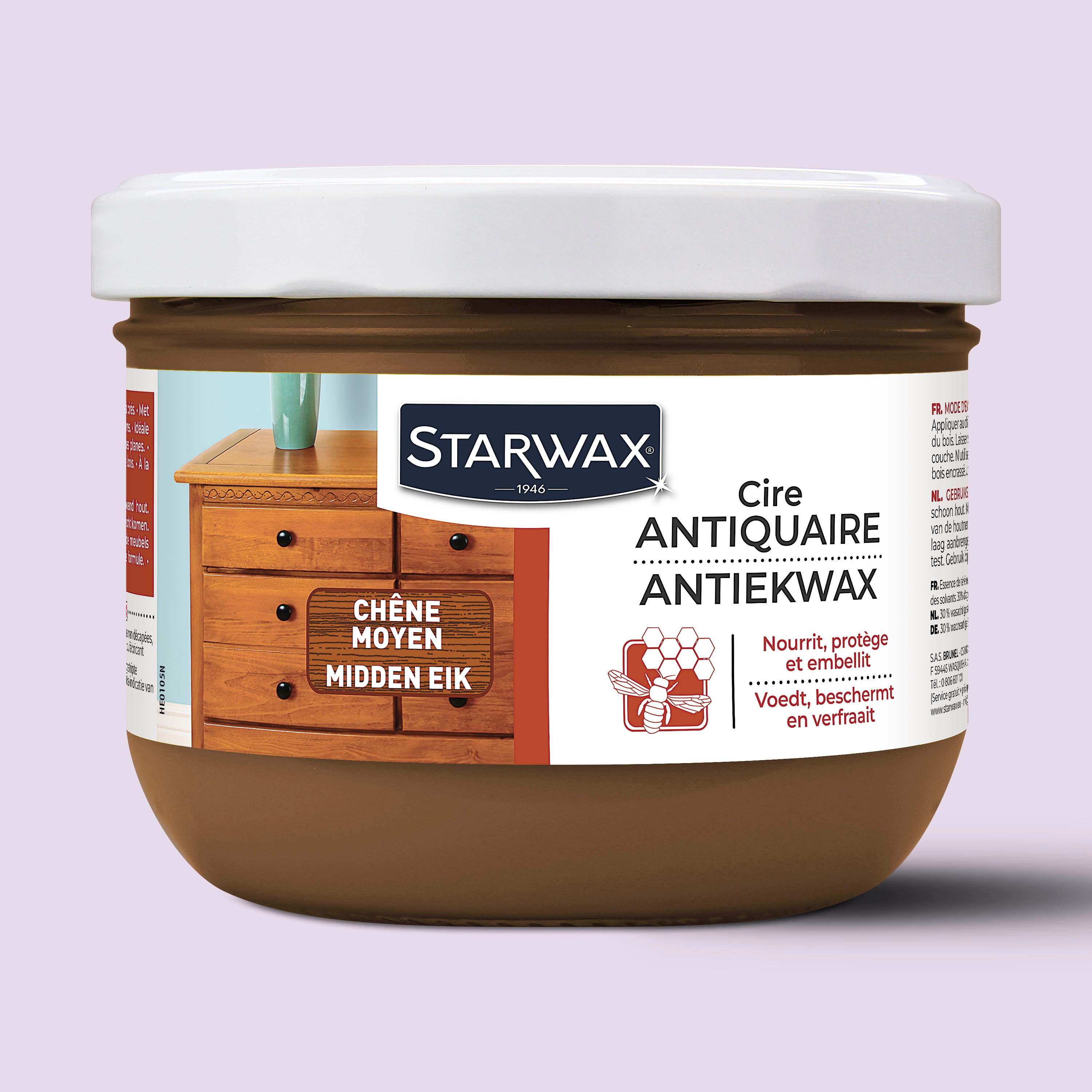 STARWAX - Cire antiquaire pâte pour bois cirés 375ml Incolore
