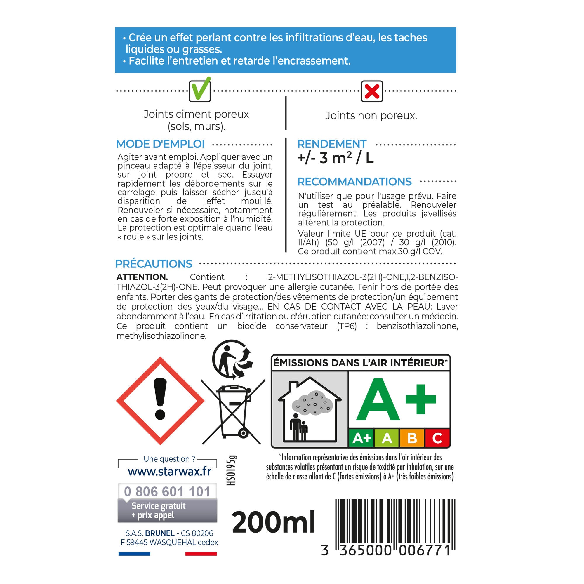 STARWAX - Imperméabilisant pour joints 200ml