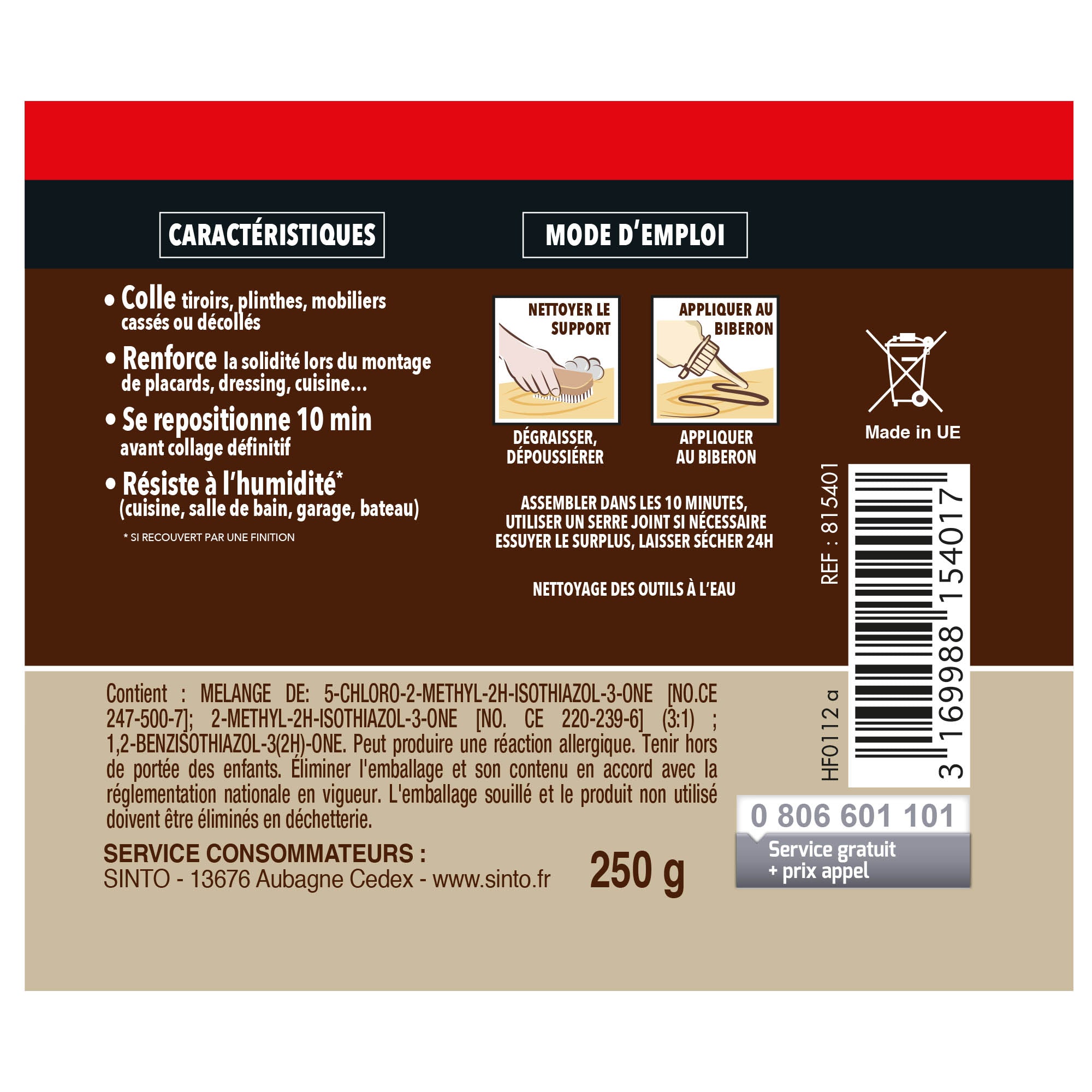 SINTO - Colle bois et dérives 100g