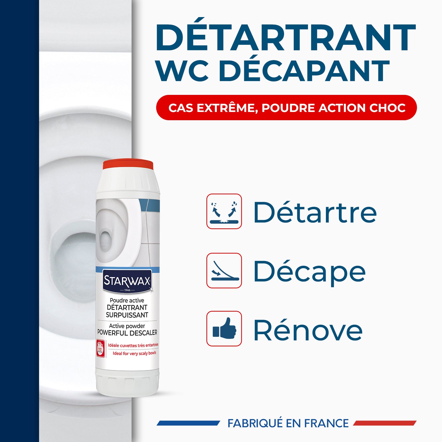 STARWAX - Détartrant surpuissant poudre pour WC 1kg