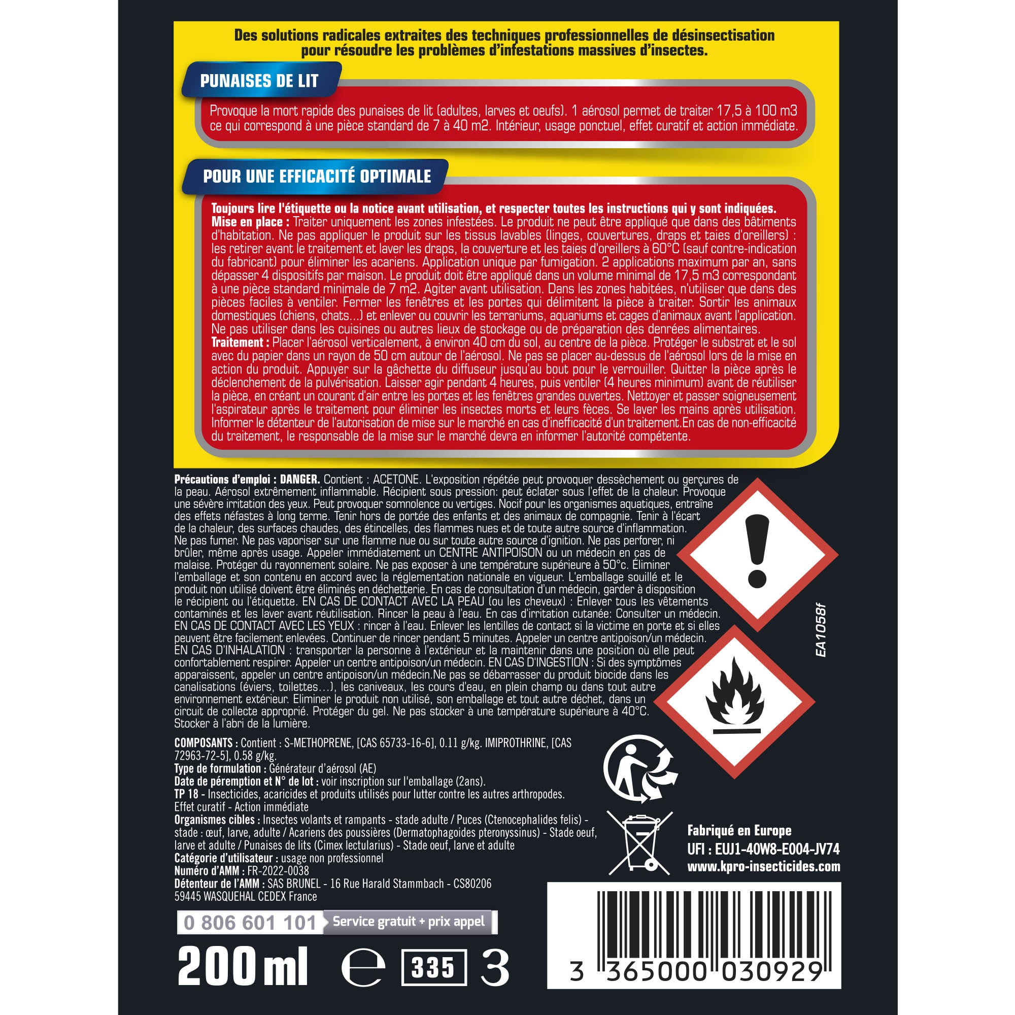 K.PRO - Aérosol diffusion automatique punaises de lit 200ml