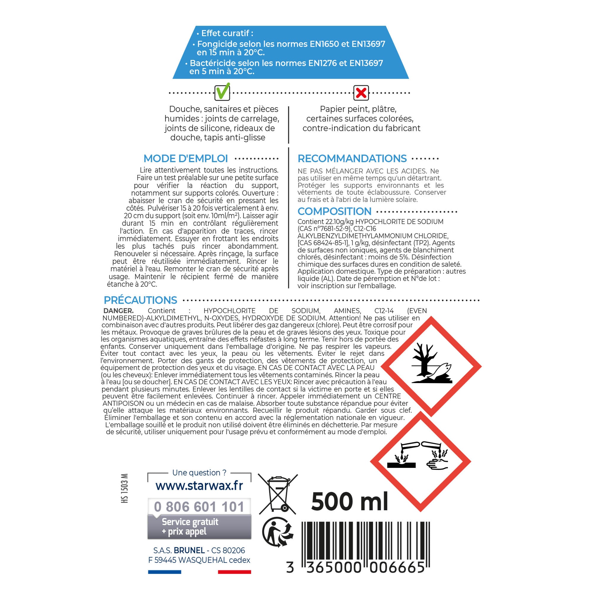 STARWAX - Anti-moisissures pour joints et salle de bains 500ml