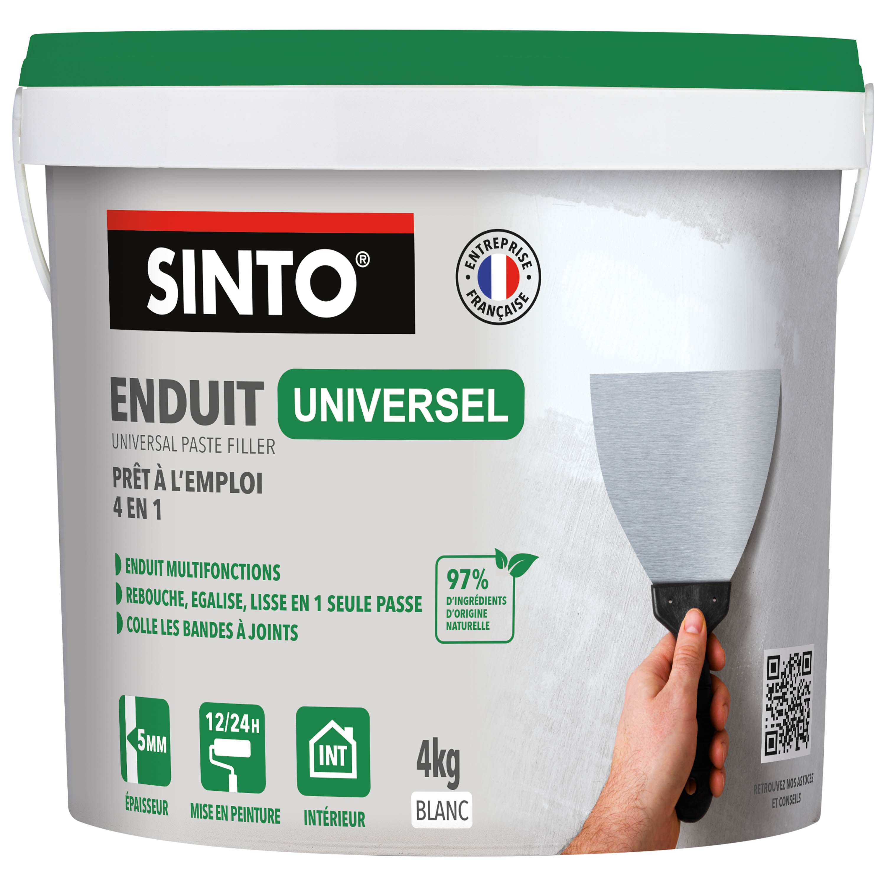 SINTO - Enduit universel pâte 330g Blanc