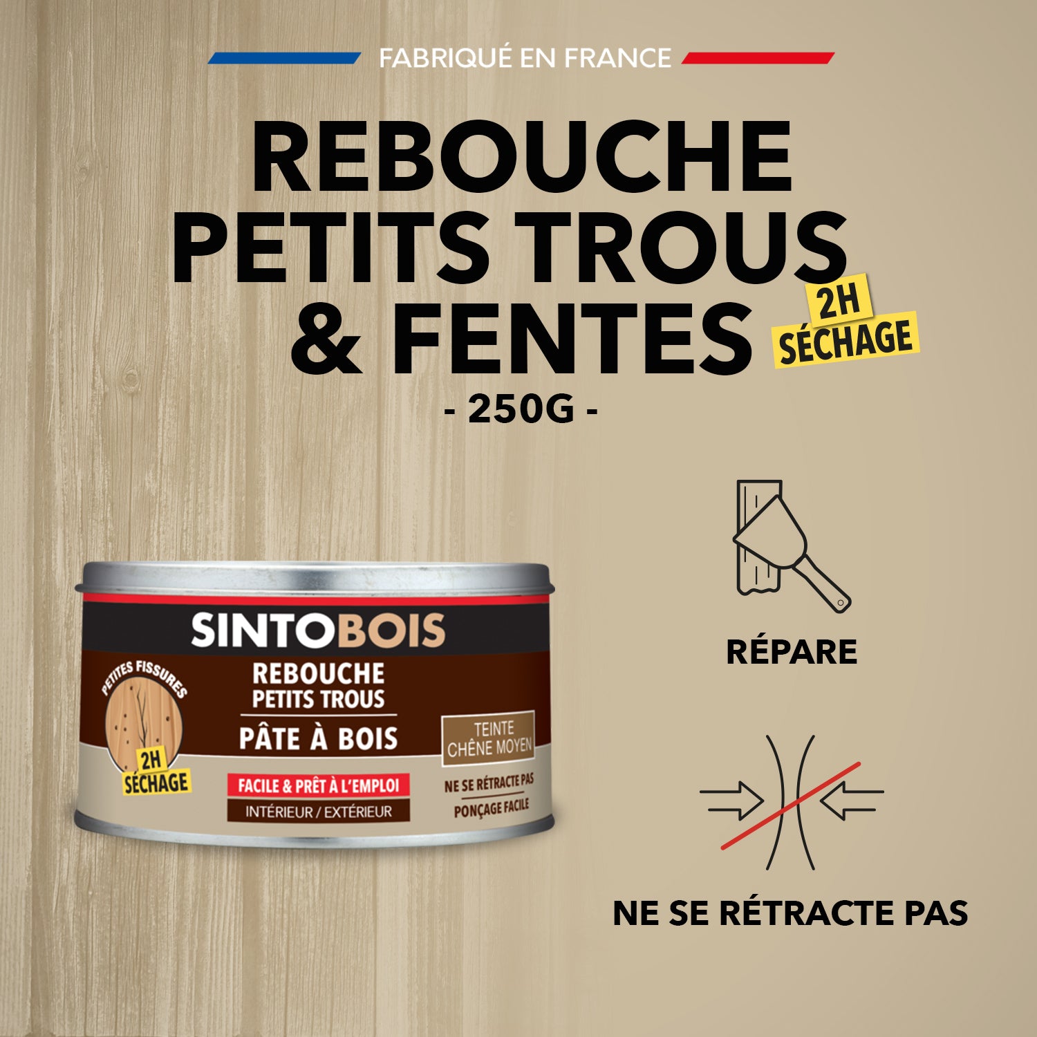 SINTO - Pâte à bois tradition 550ml Chêne clair