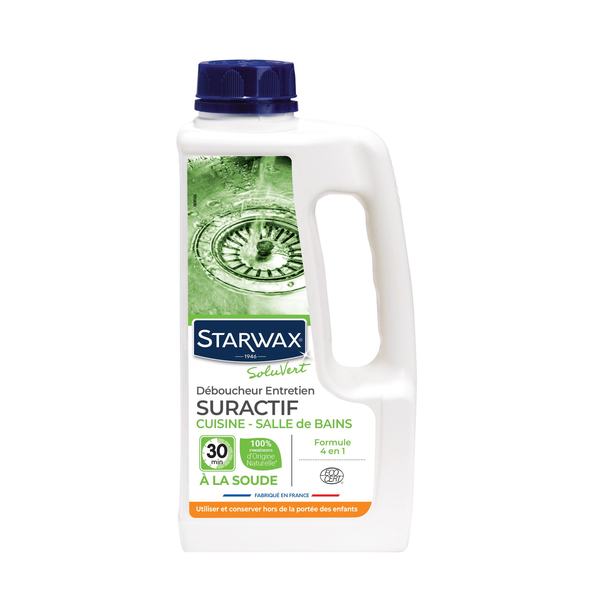 STARWAX SOLUVERT - Déboucheur suractif cuisine - salle de bains 900ml