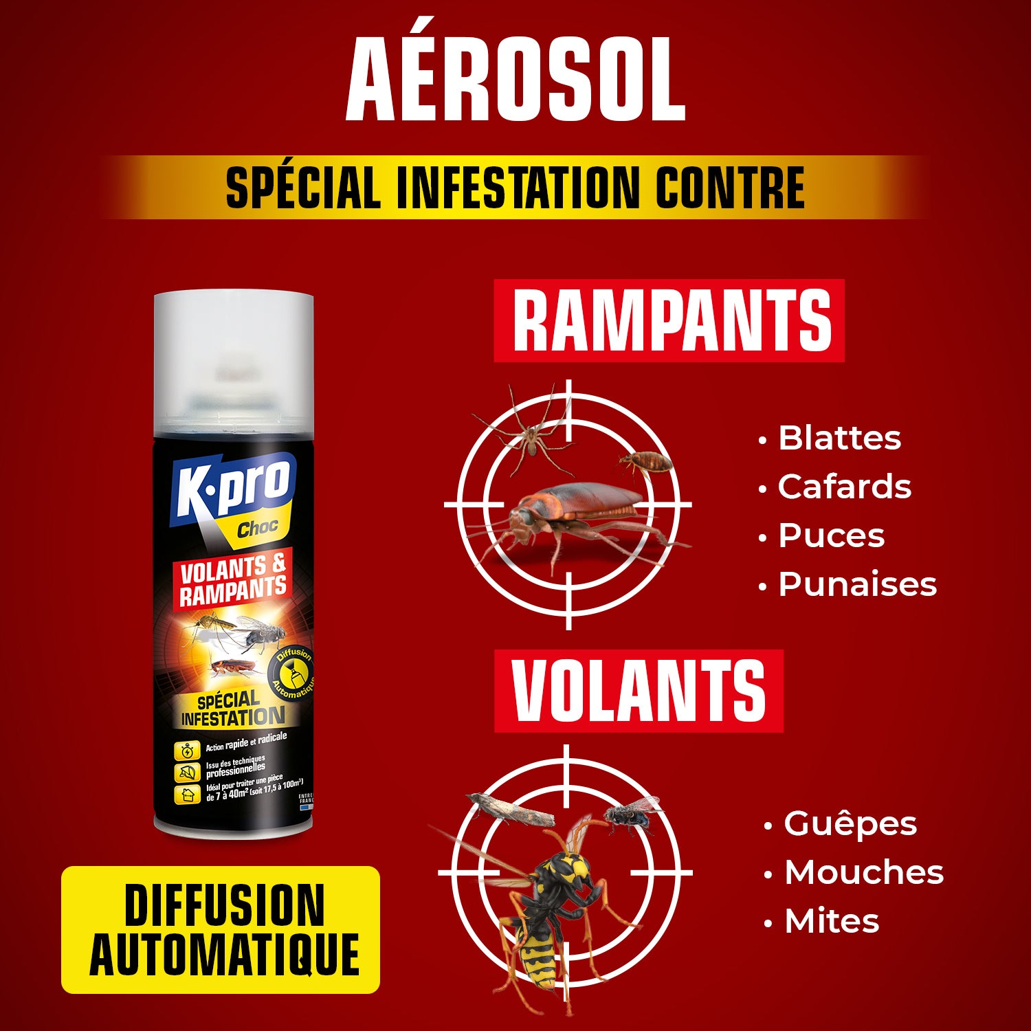 K.PRO - Aérosol diffusion automatique tous insectes
 200ml