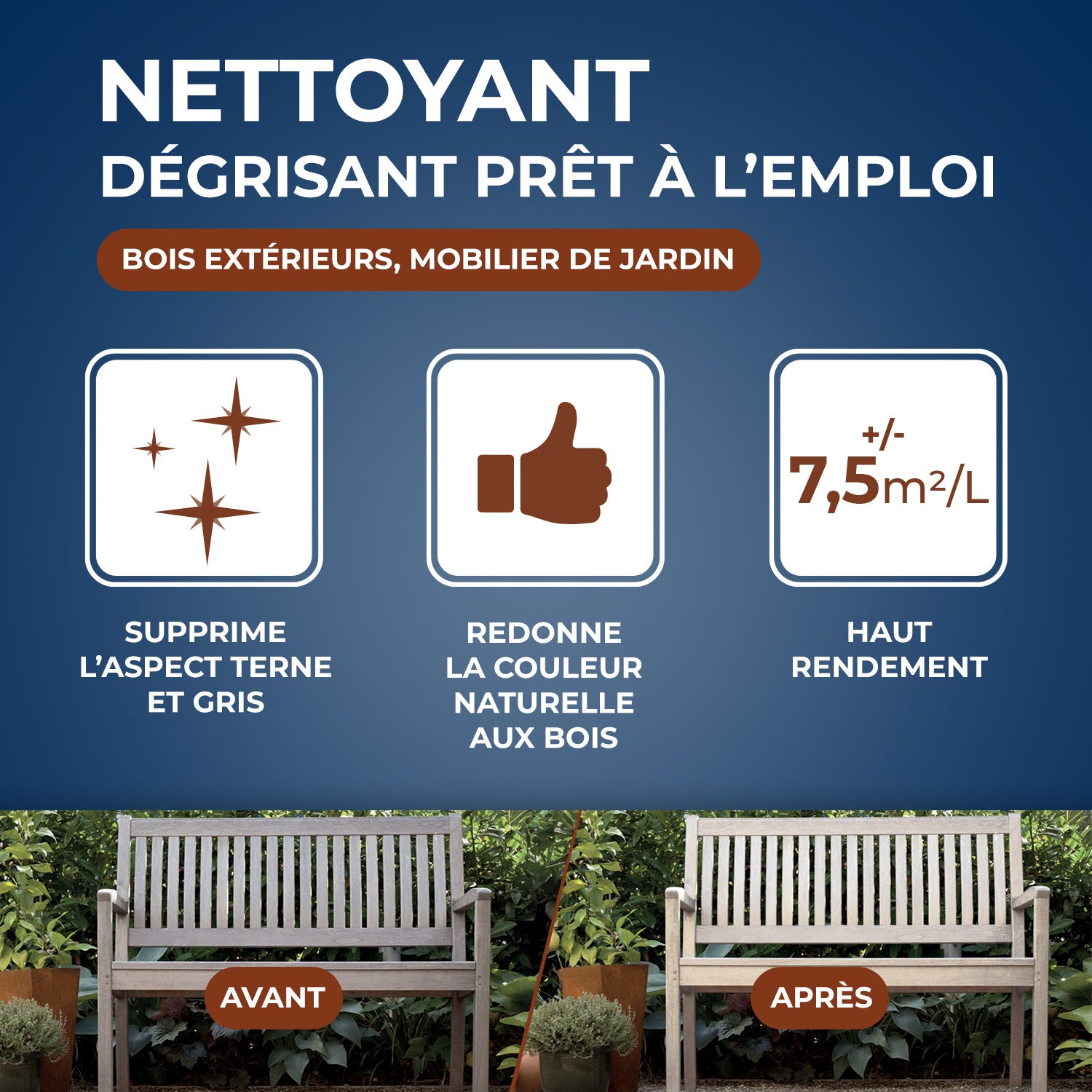 STARWAX - Nettoyant dégrisant pour bois extérieurs 1L