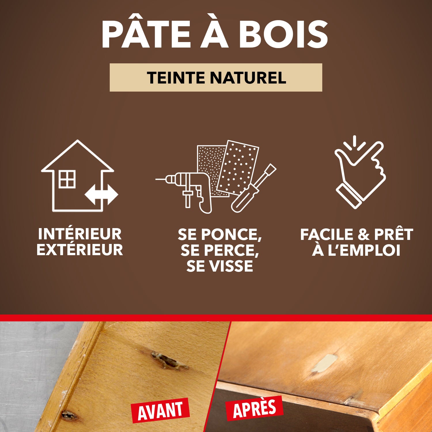 SINTO - Pâte à bois tradition 550ml Chêne clair