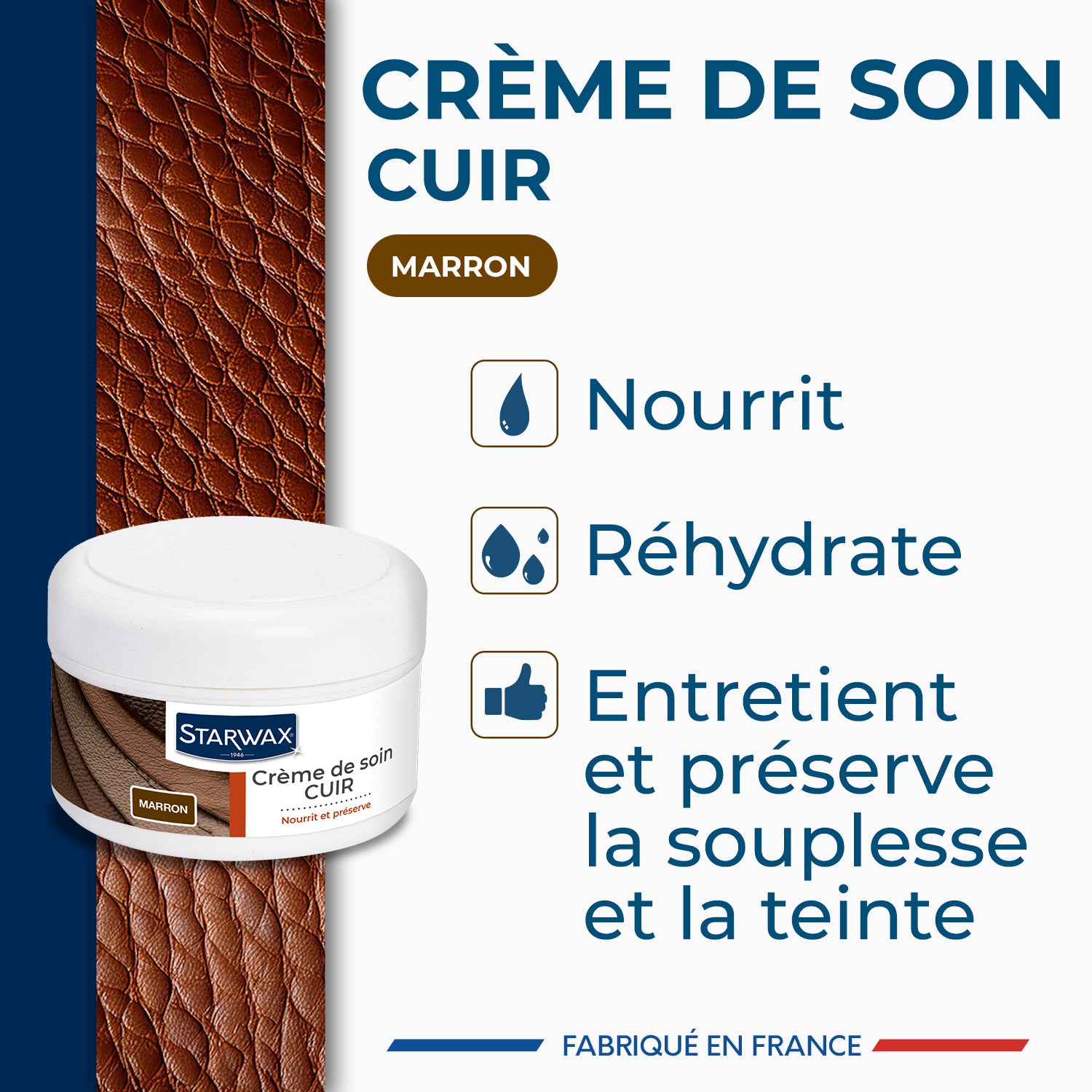 STARWAX - Crème de soin pour cuirs colorés 150ml Camel