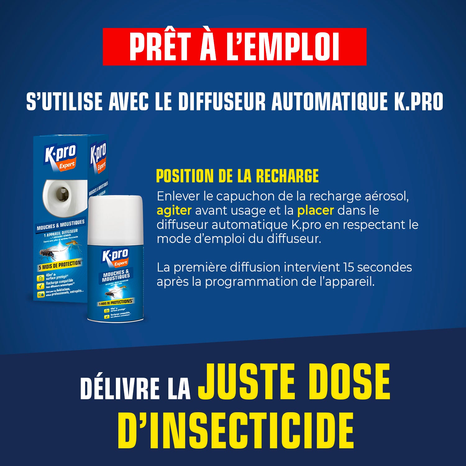 K.PRO - Recharge pour diffuseur automatique mouches moustiques
 250ml