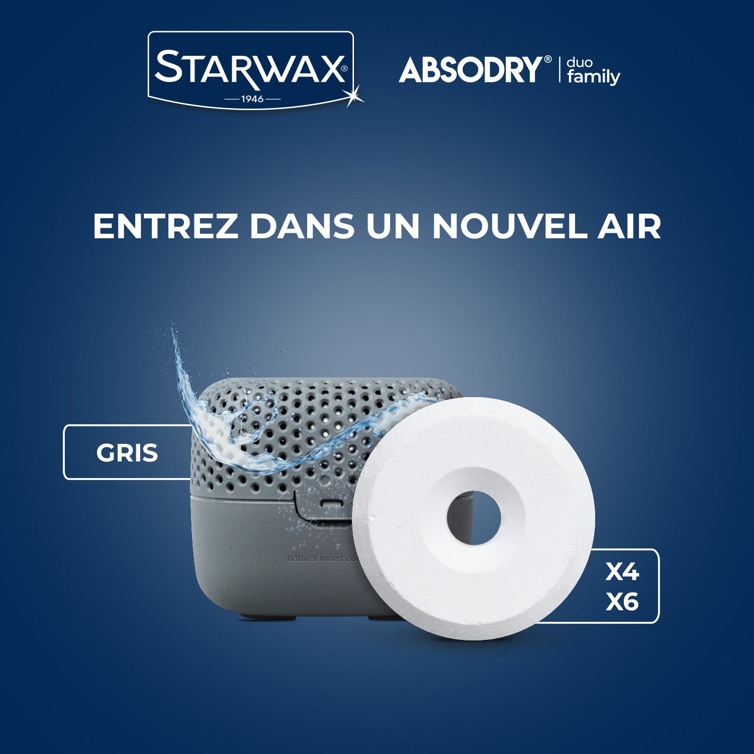 STARWAX - Absorbeur d'humidité Compact + 1 tablette 500G Gris