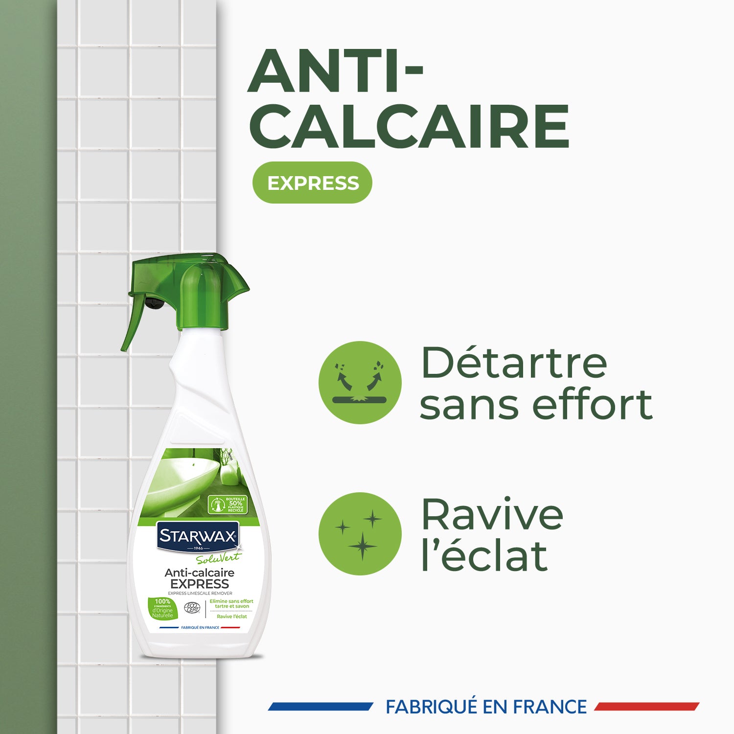 STARWAX SOLUVERT - Anti-calcaire express pour salle de bains 500ml