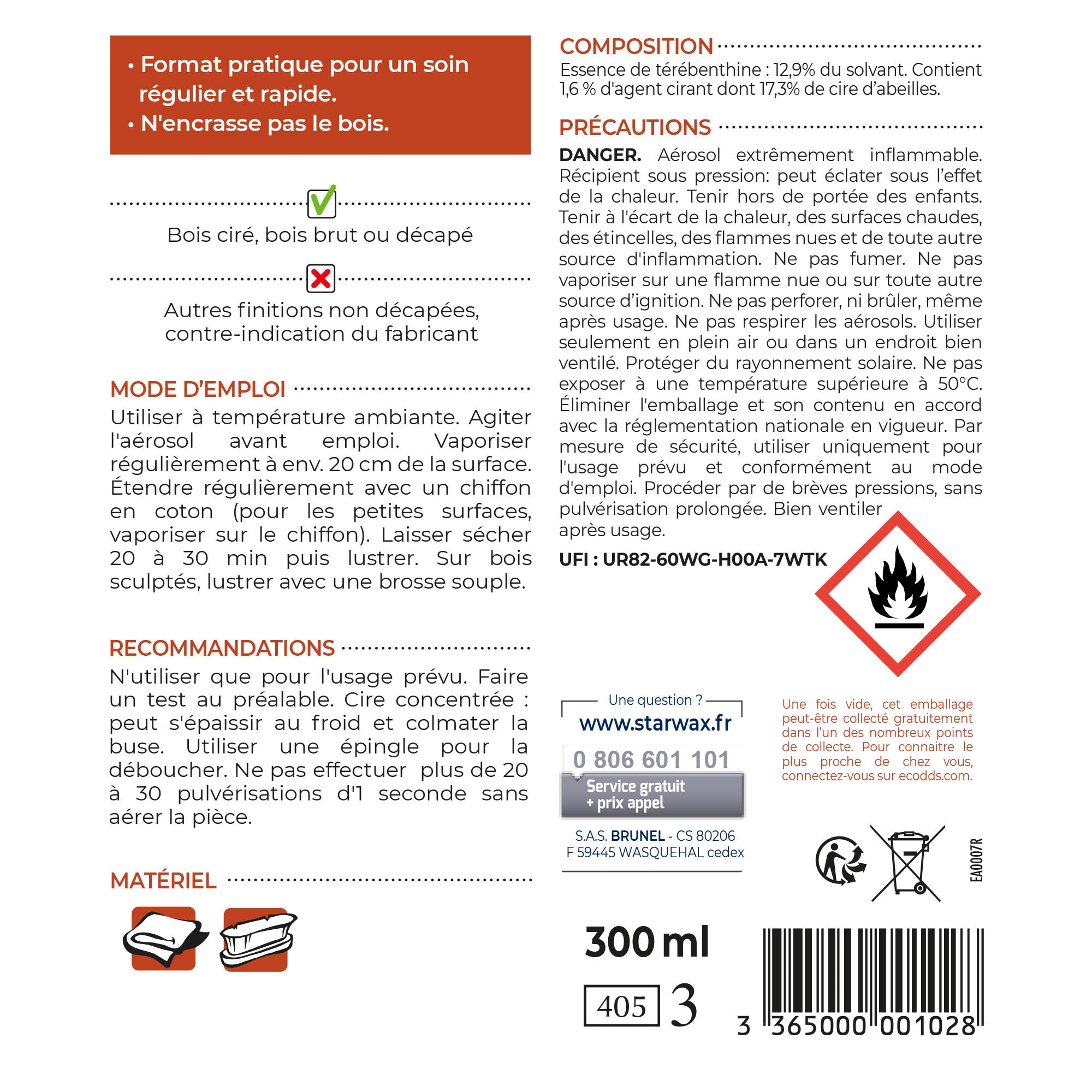 STARWAX - Cire antiquaire aérosol pour bois cirés 300ml Bois clair