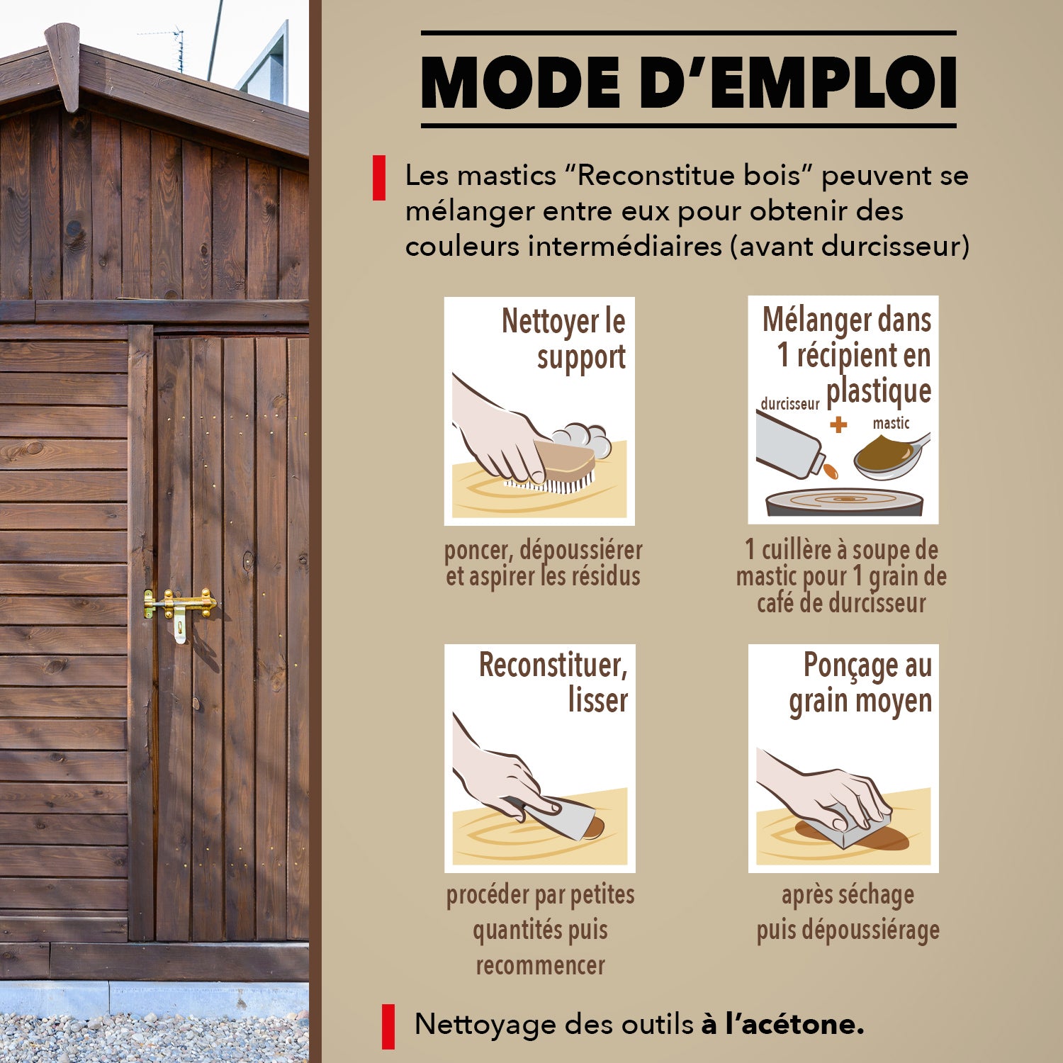 SINTO - Reconstitue angles et gros trous 500ml Chêne