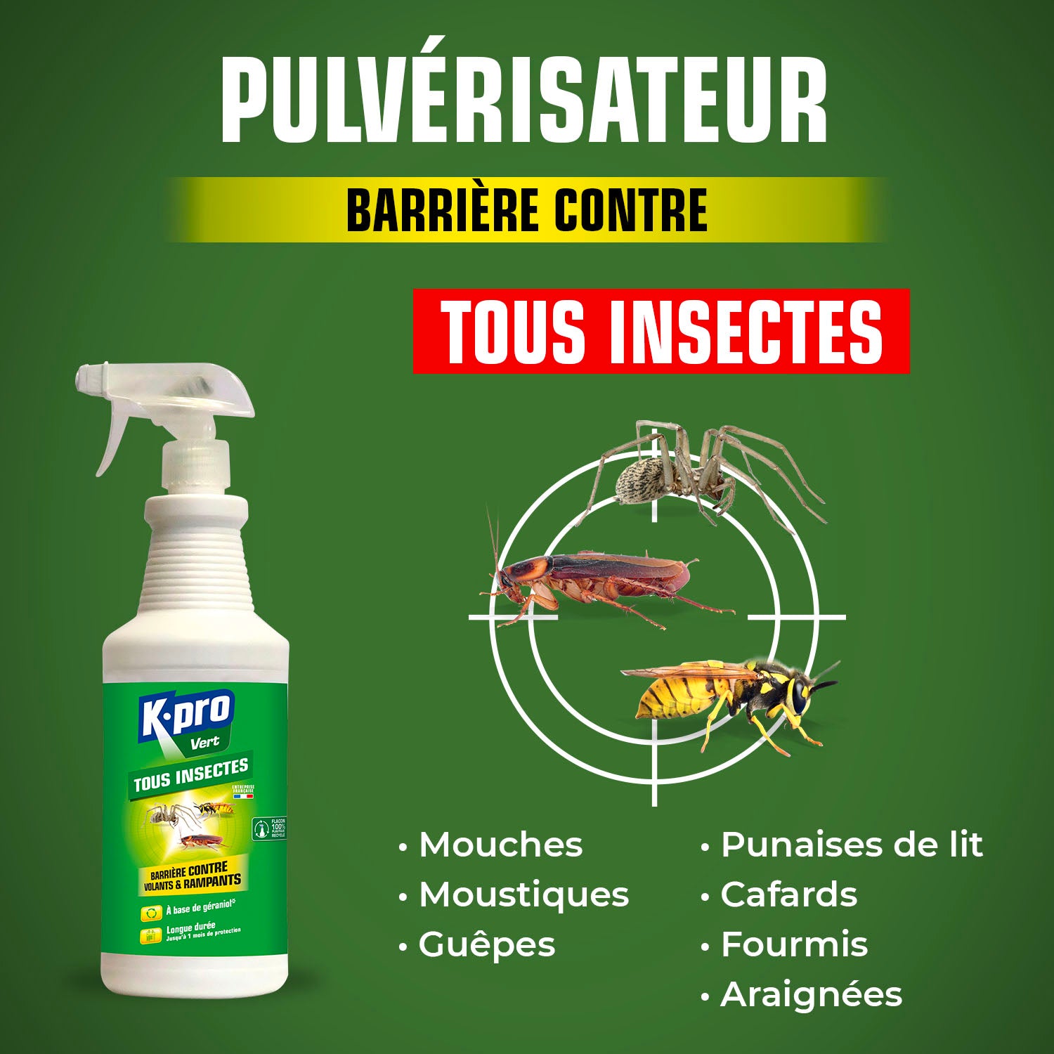 K.PRO - Pulvérisateur Barrière tous insectes K.Pro Vert 1L