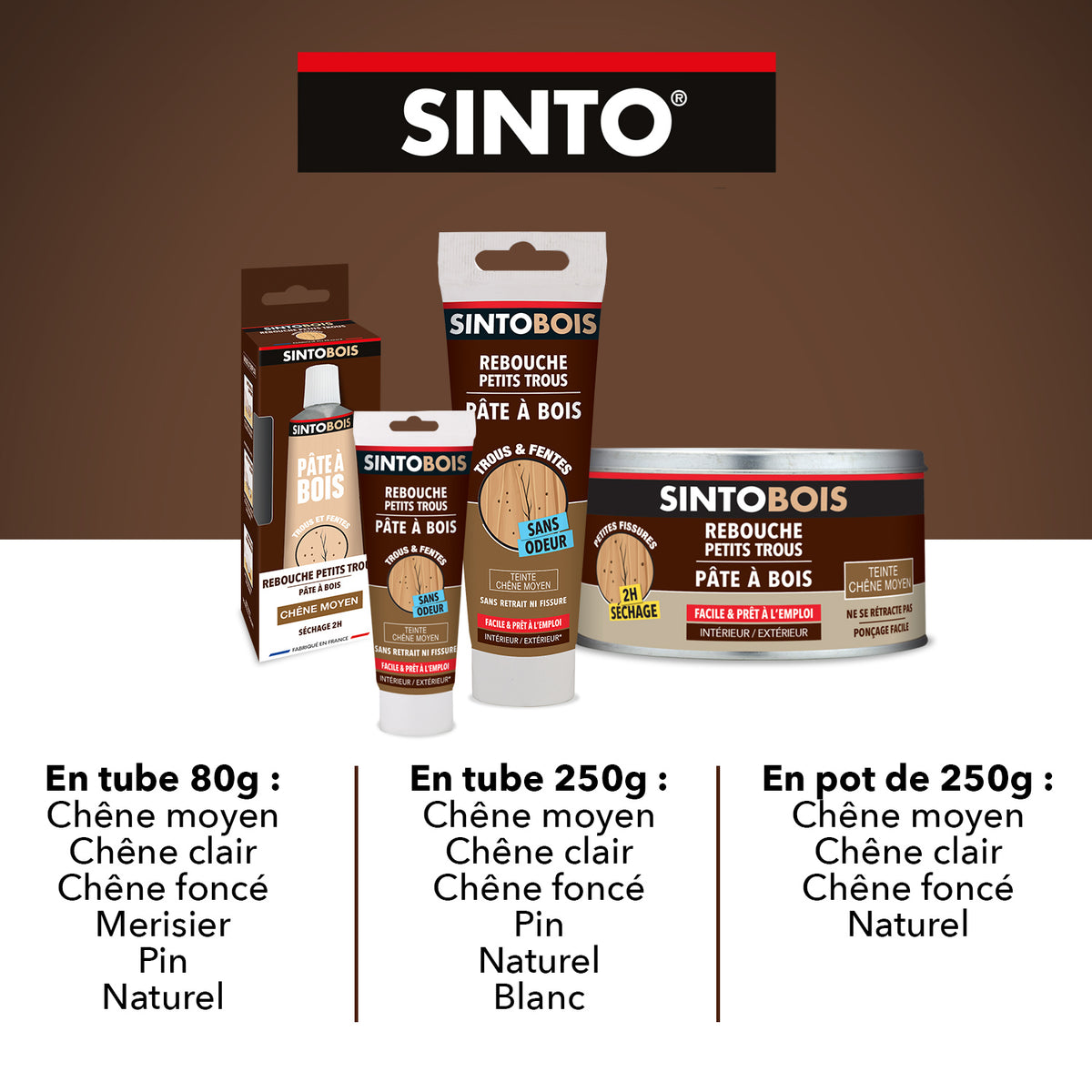 SINTO - Pâte à bois tradition 550ml Chêne clair