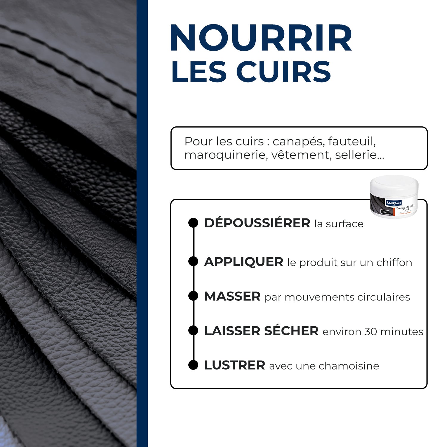 STARWAX - Crème de soin pour cuirs colorés 150ml Camel