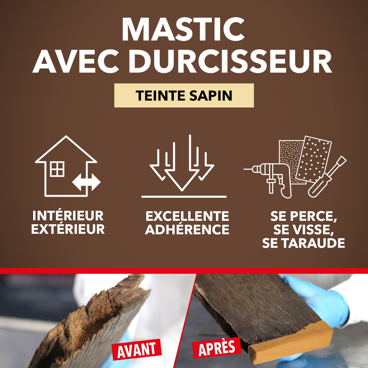 SINTO - Reconstitue bois charges lourdes 170ml Chêne